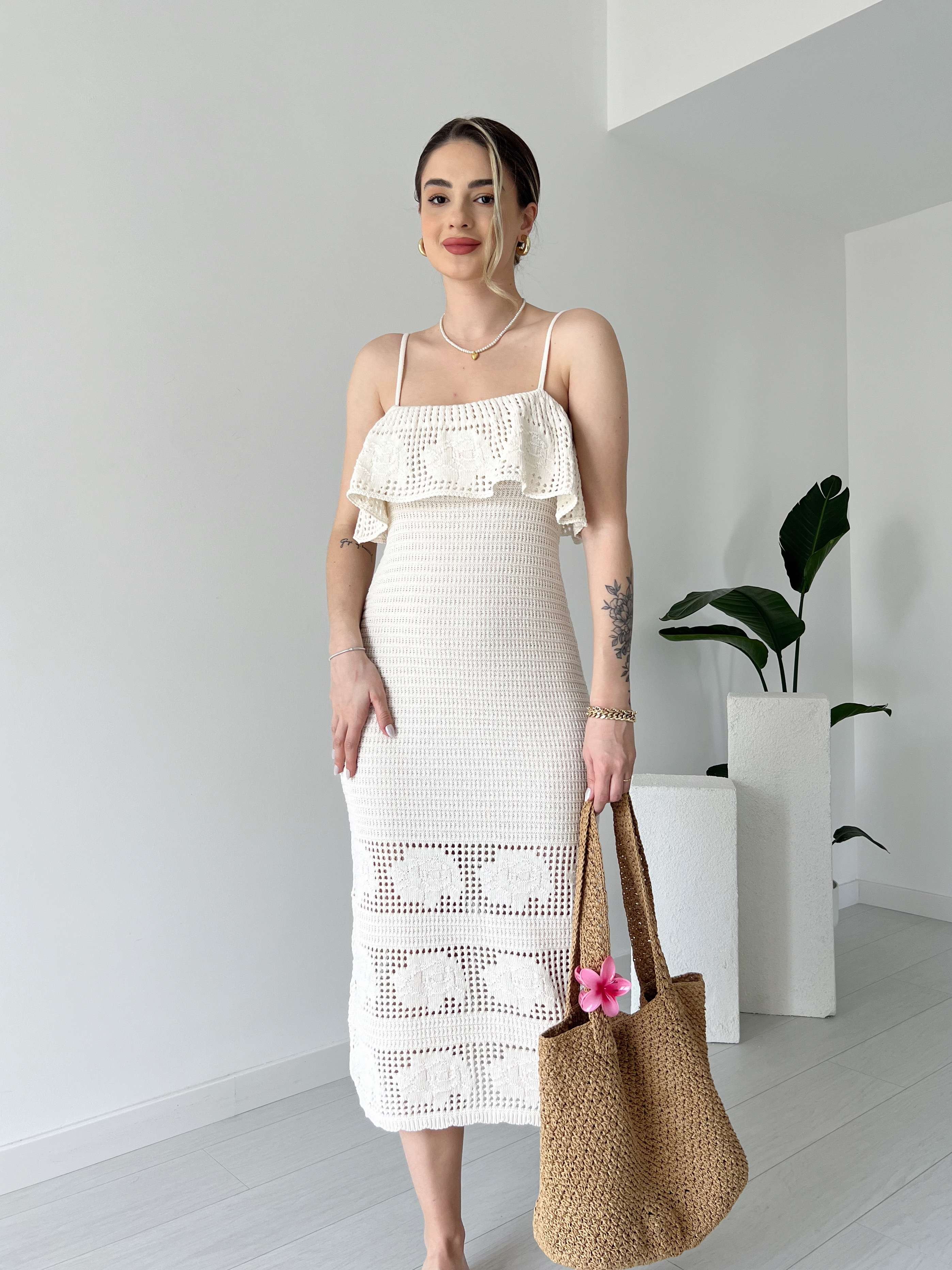 Askılı Tasarım Triko Elbise - Taş