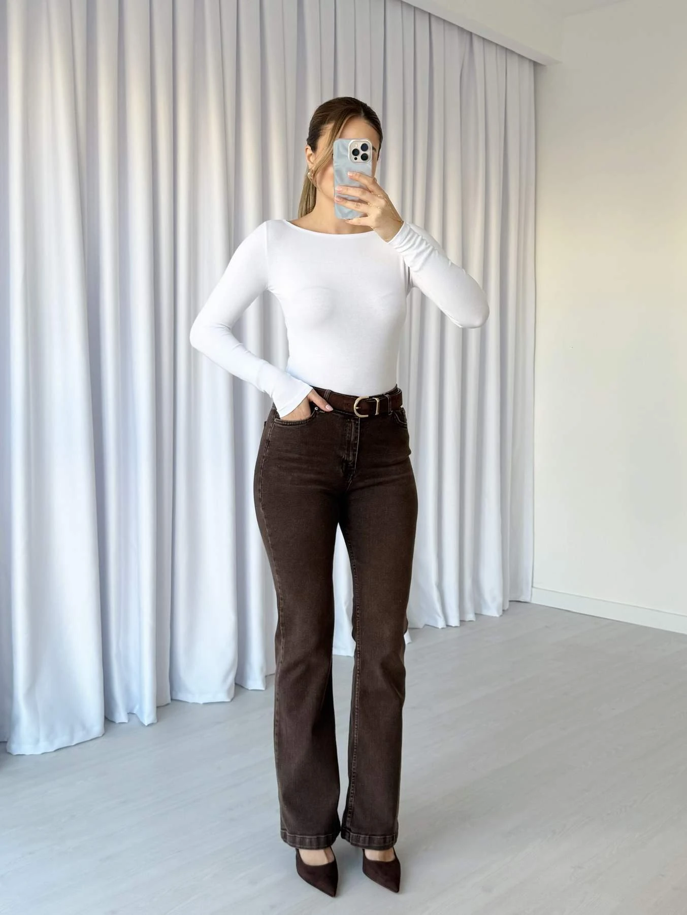 Likralı İspanyol Paça Jean