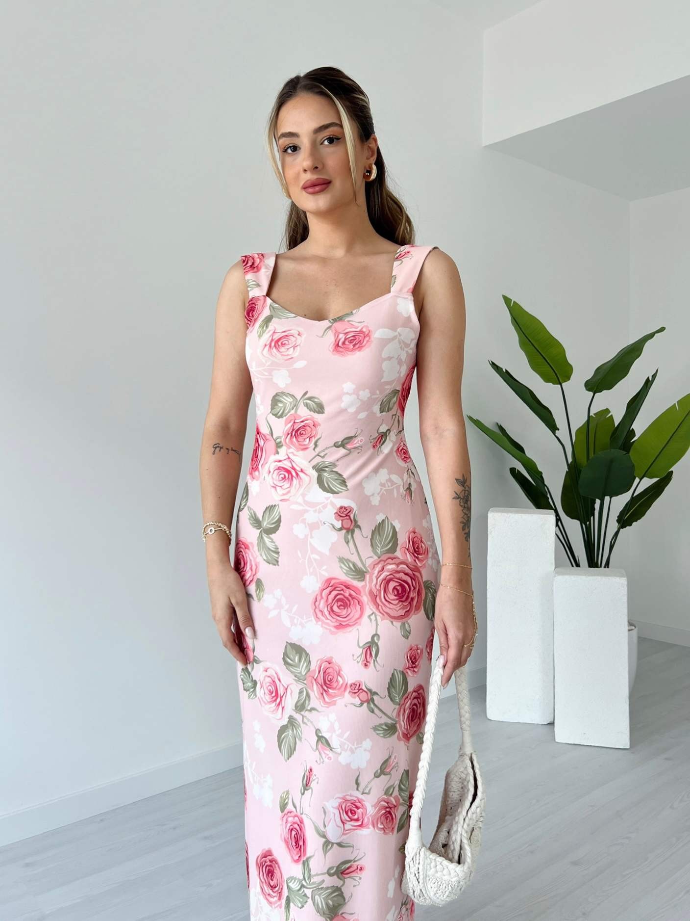 Çiçek Desenli MATILDA Elbise - Pembe
