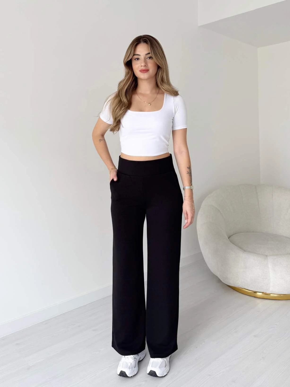 Korse Detaylı Likralı Palazzo Pantolon