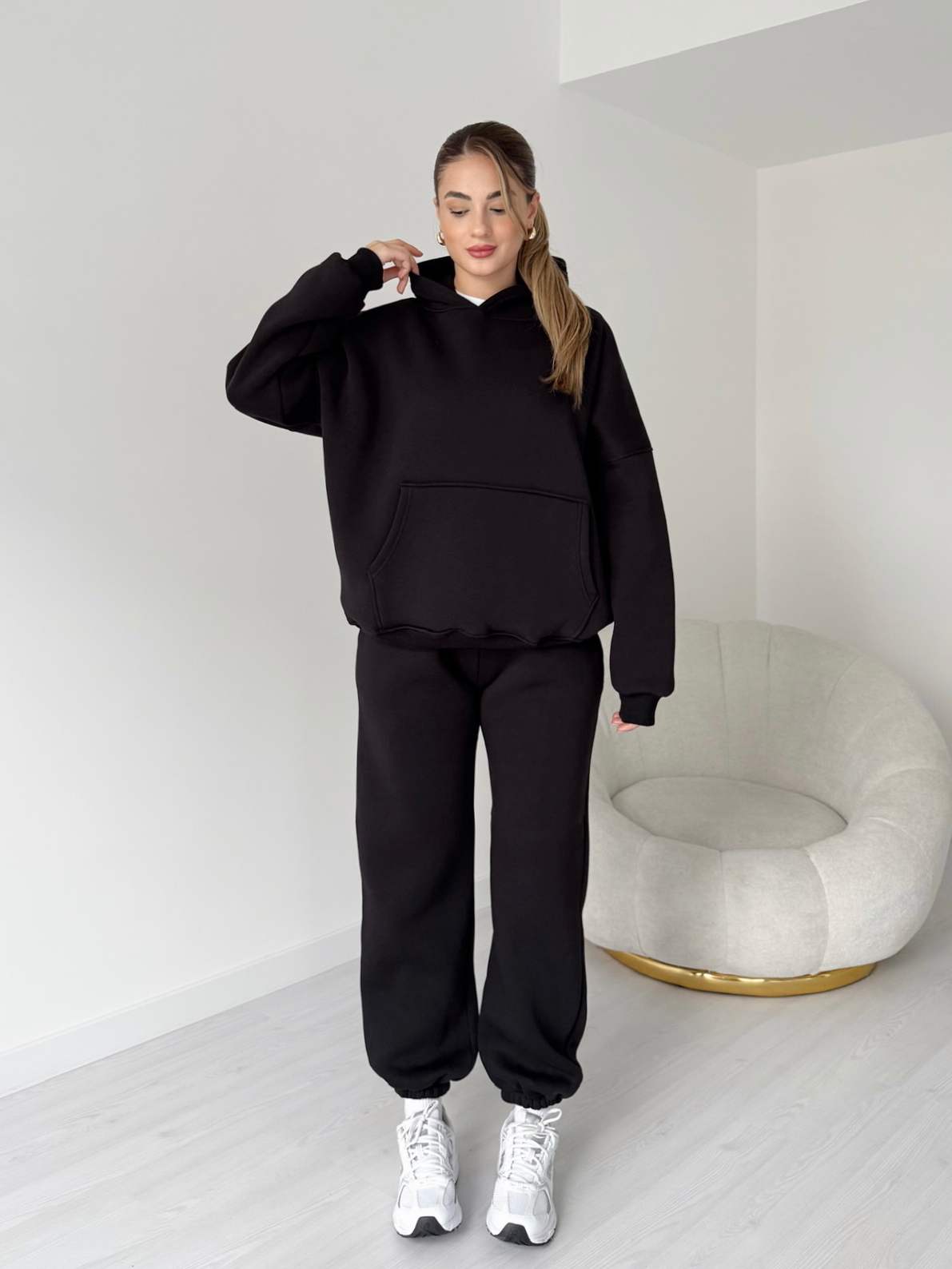 Üç İplik İçi Polarlı Oversize Eşofman Takımı