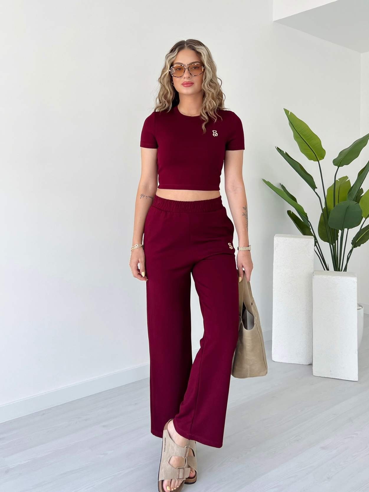 Ayıcık Detaylı Modal Takım - Bordo