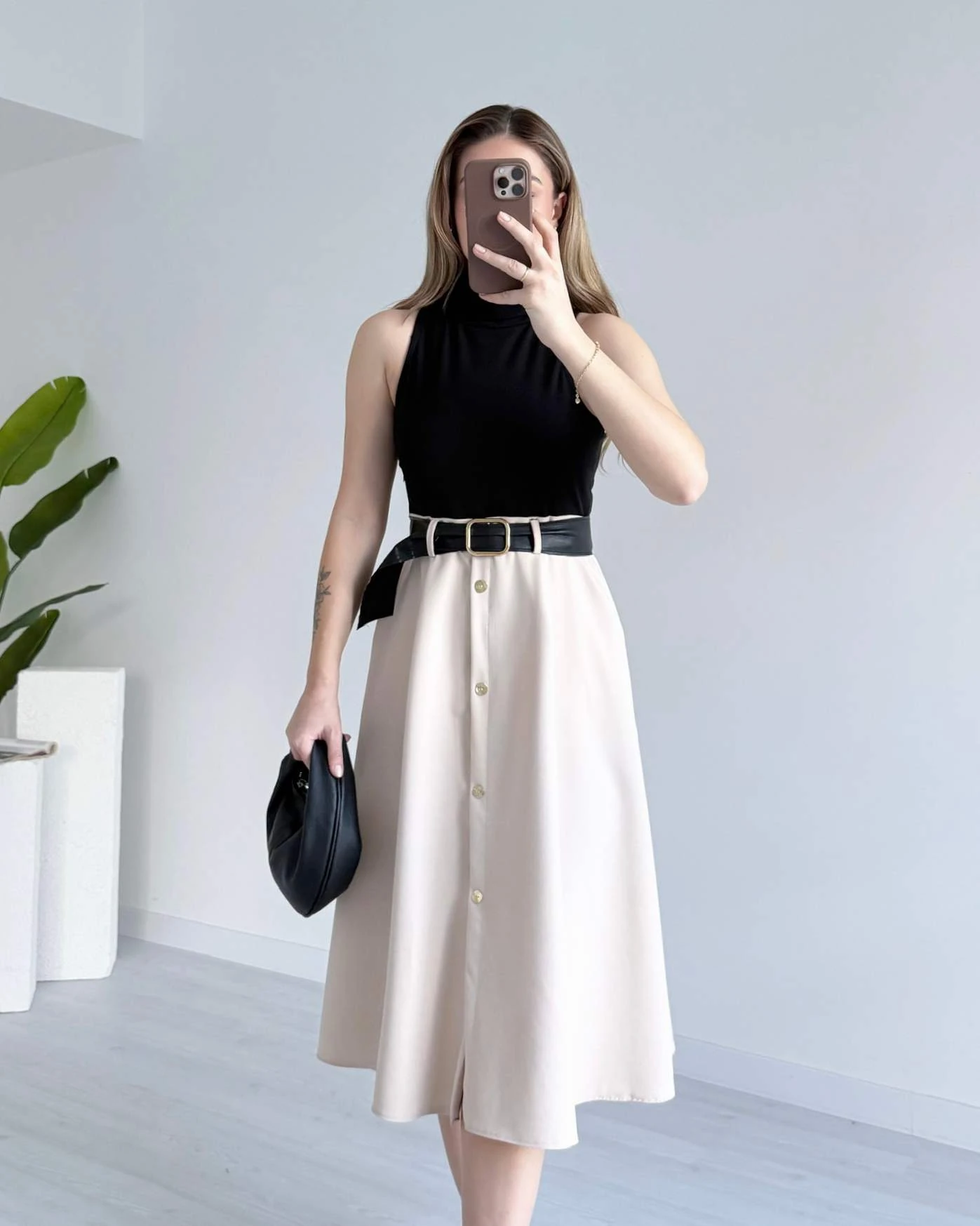 Balıkçı Yaka Çift Renkli EDSON Elbise