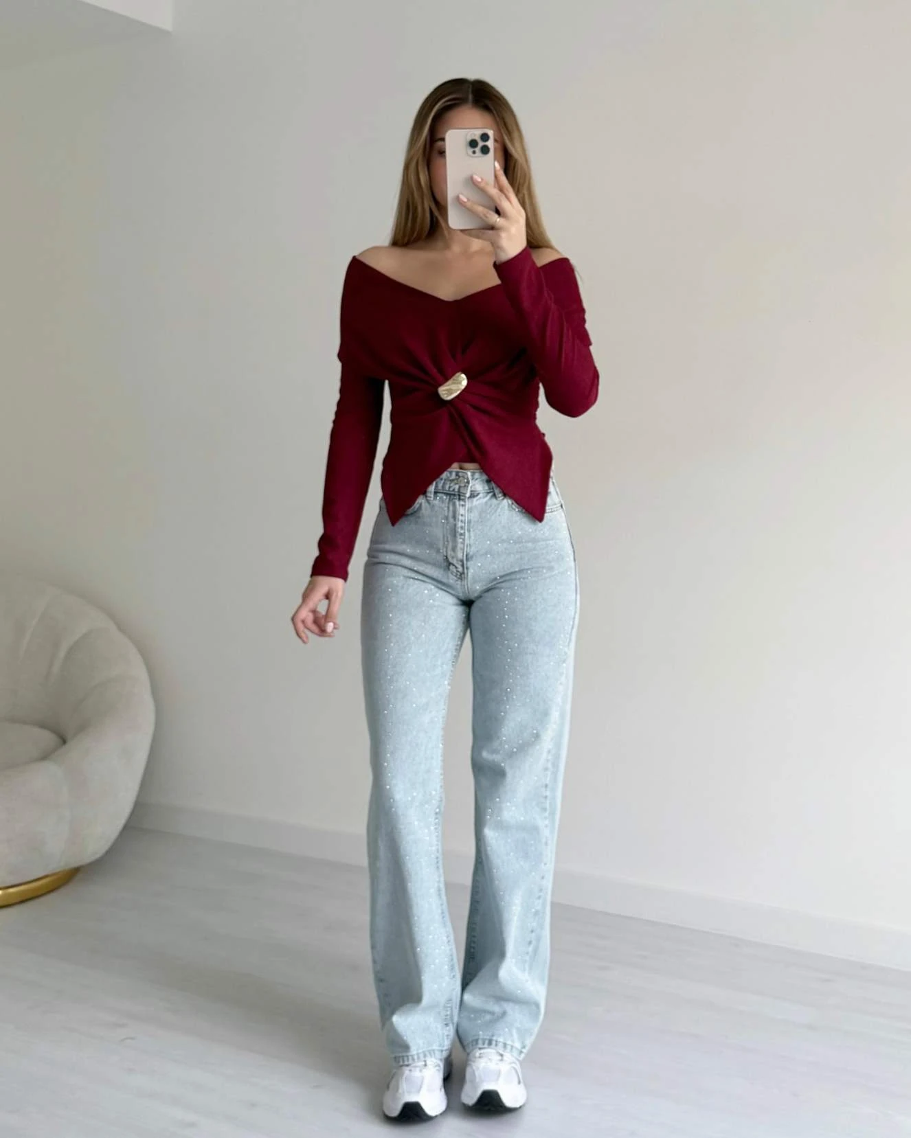 Şal Yaka Broş Detaylı Bluz