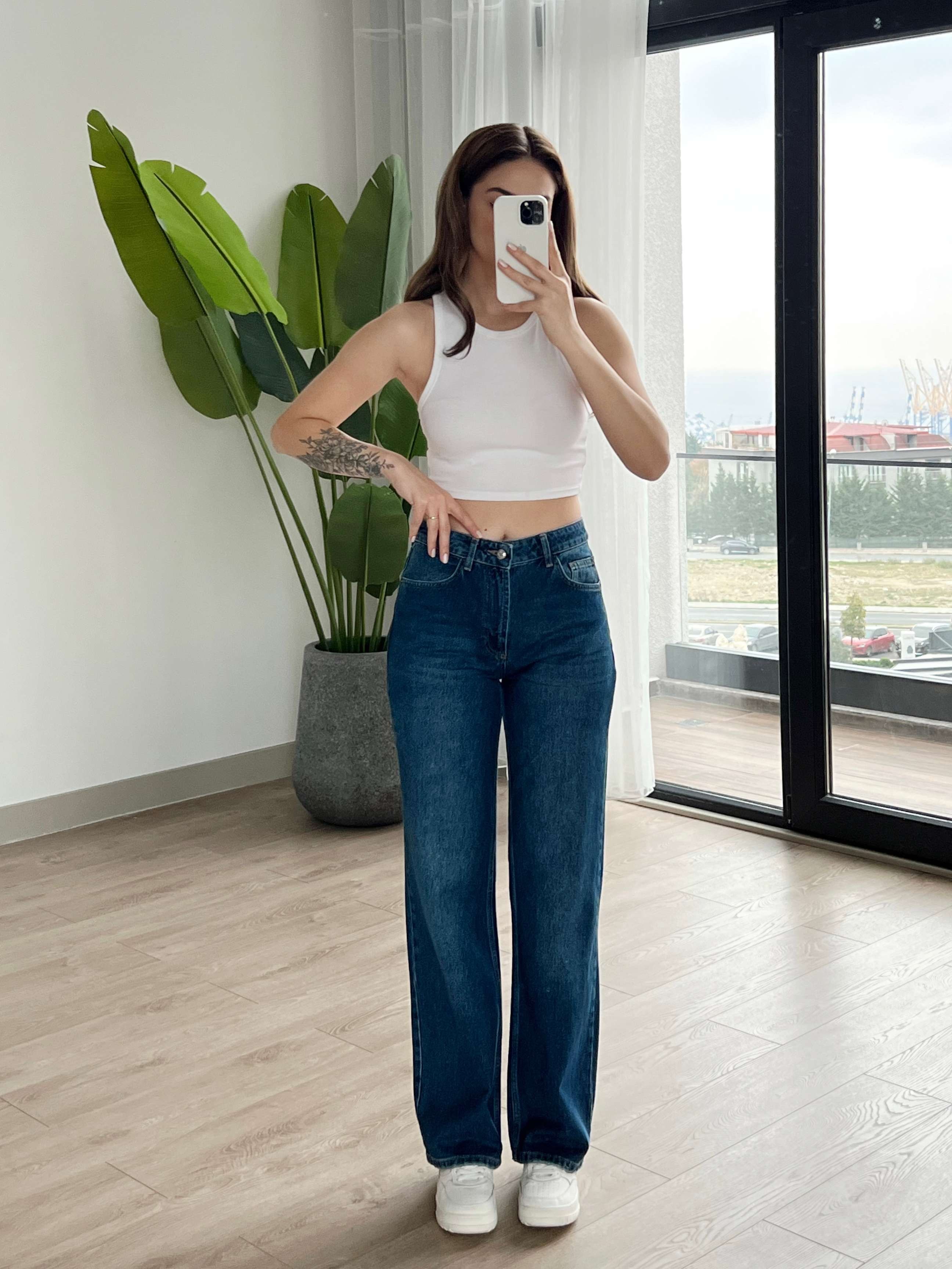 Koyu Mavi Wide Leg Jean