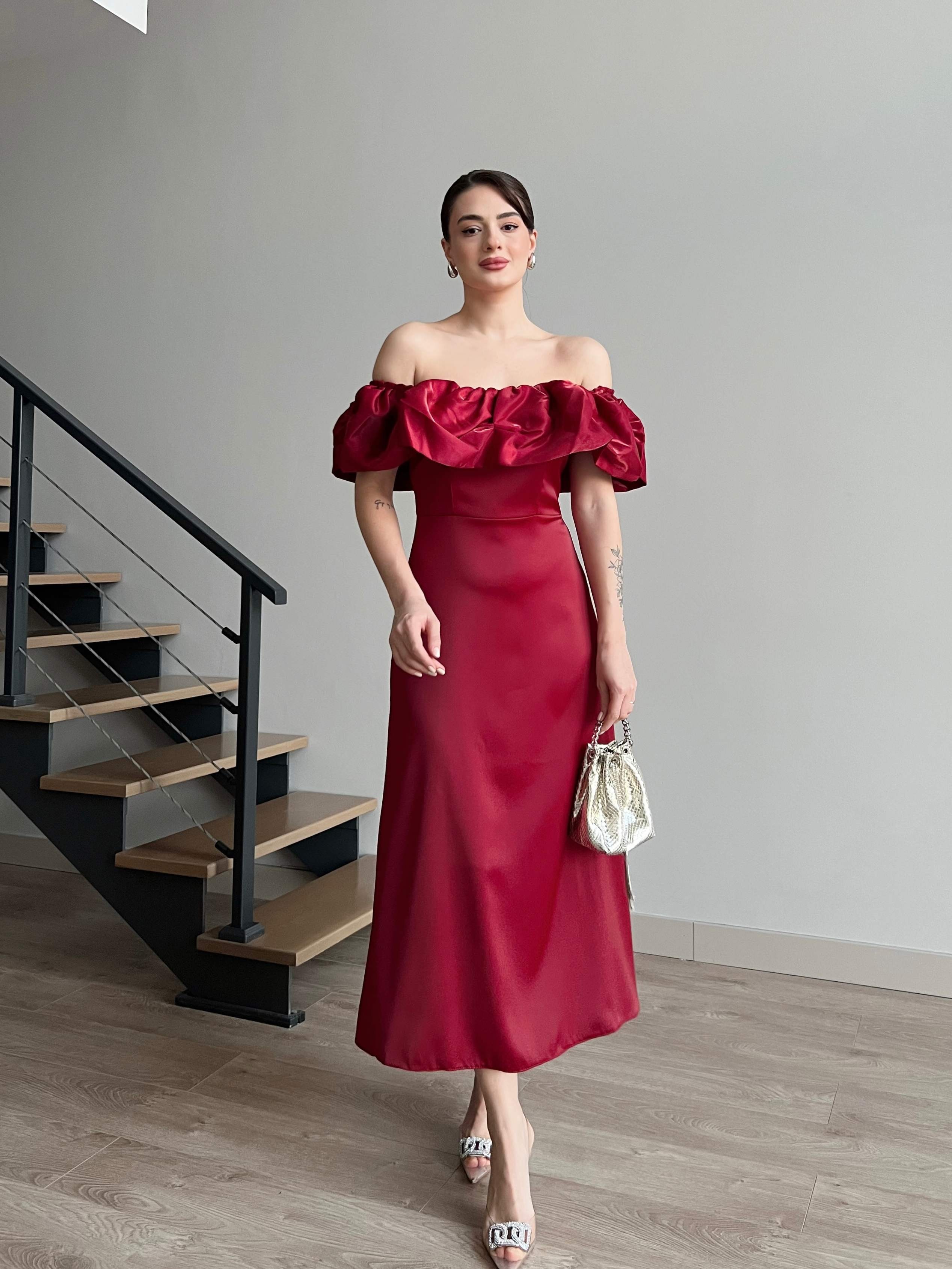 STONES Midi Elbise - Bordo