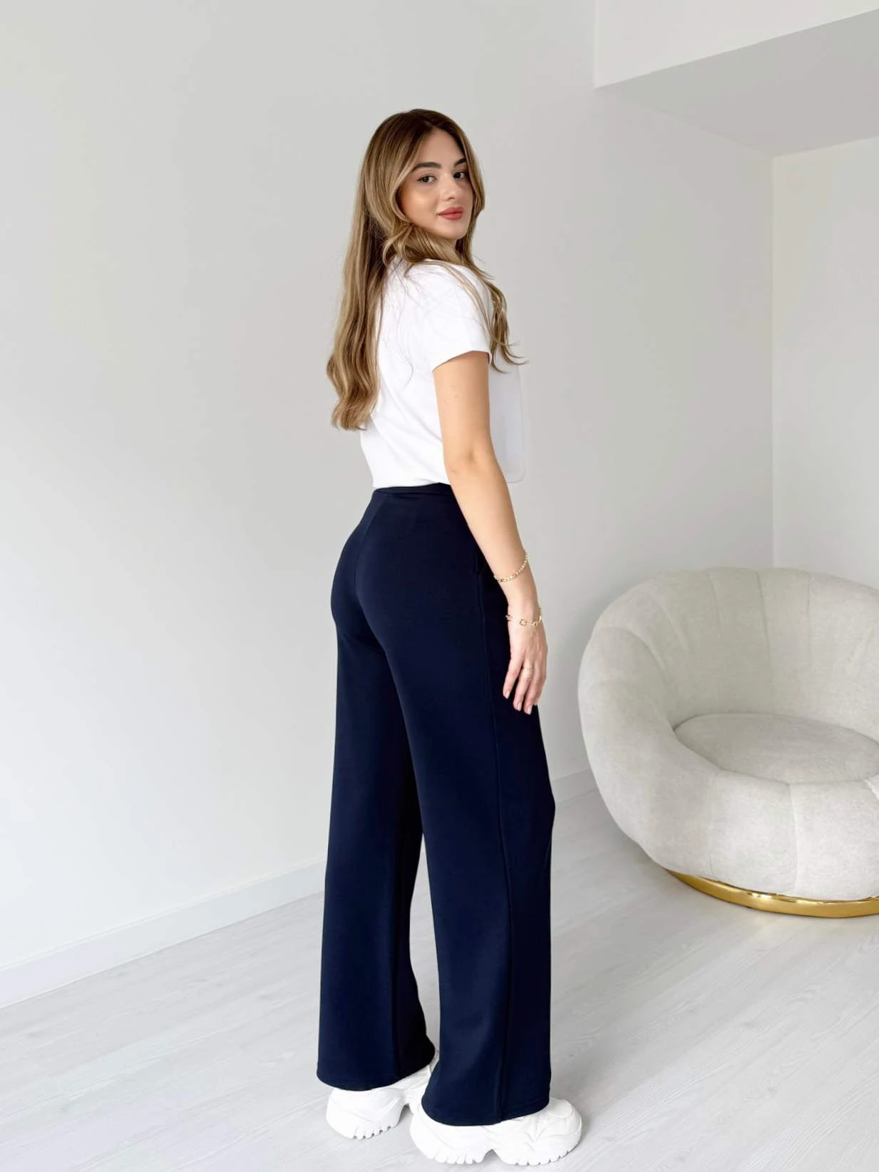 Cırtlı Palazzo Pantolon - Lacivert