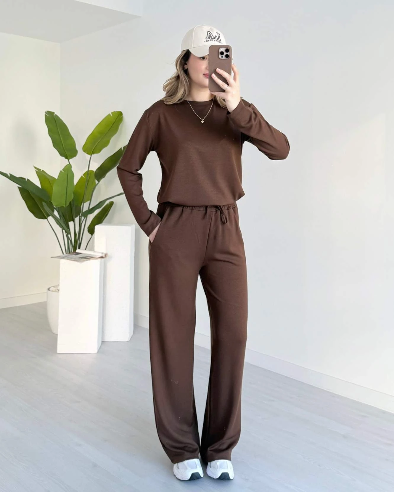 Bisiklet Yaka Basic Modal Takım - Kahve