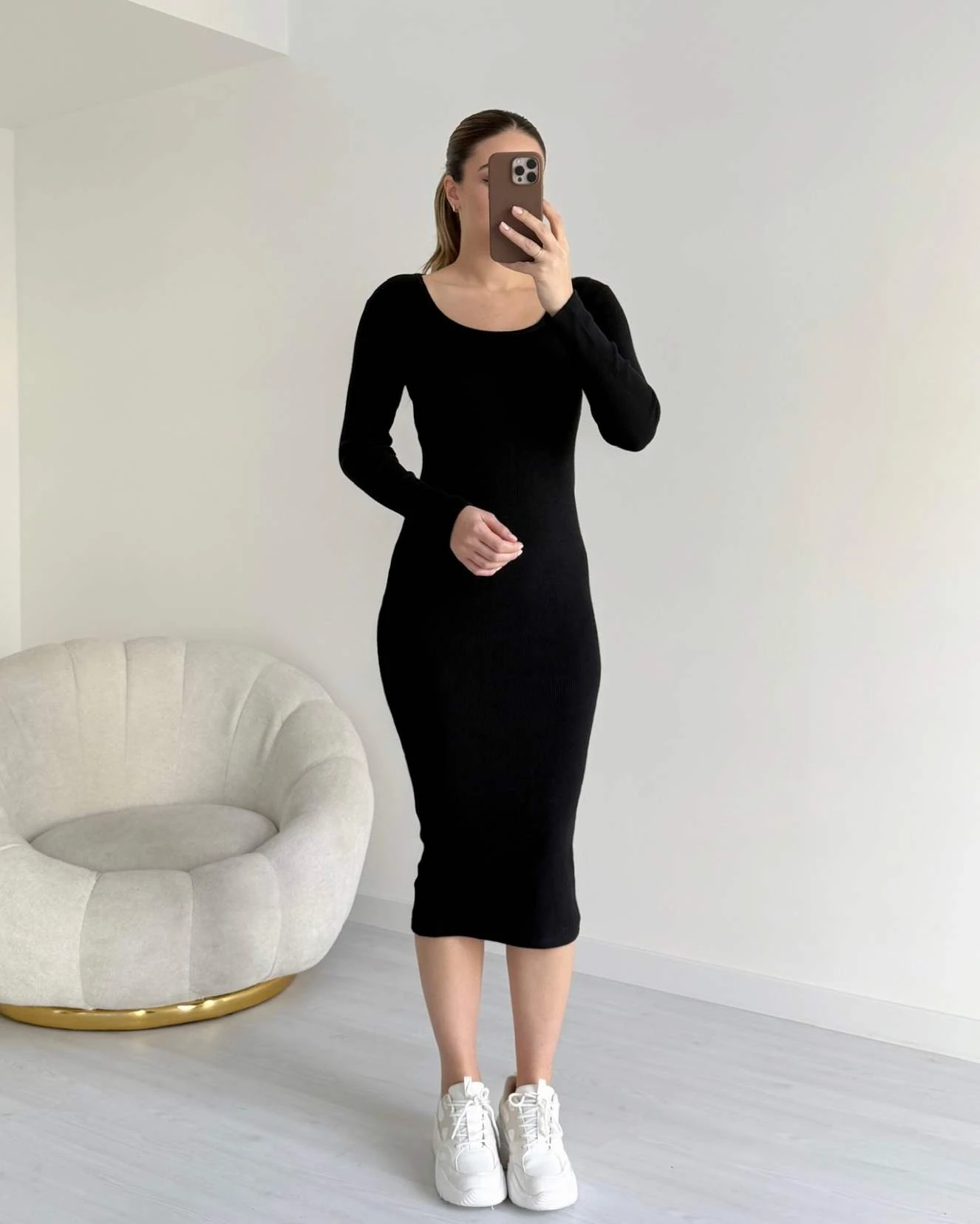 U Yaka Yumoş Basic Elbise