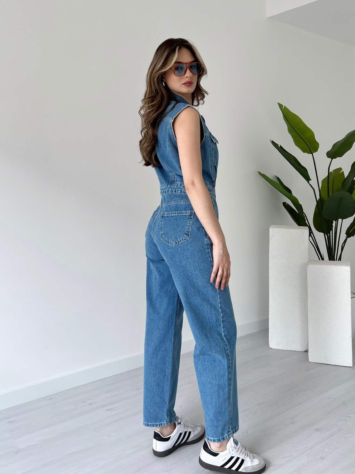 Cepli Denim Tulum - Açık Mavi