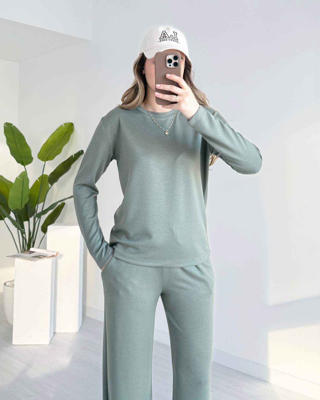 Bisiklet Yaka Basic Modal Takım - Açık Yeşil