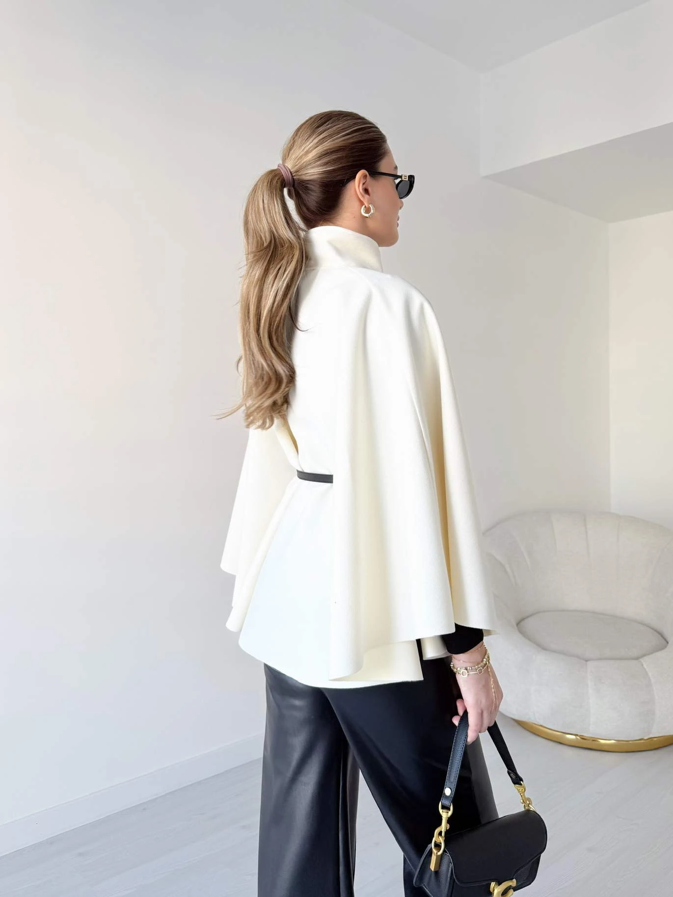 Gold Düğmeli Kaşe Panço