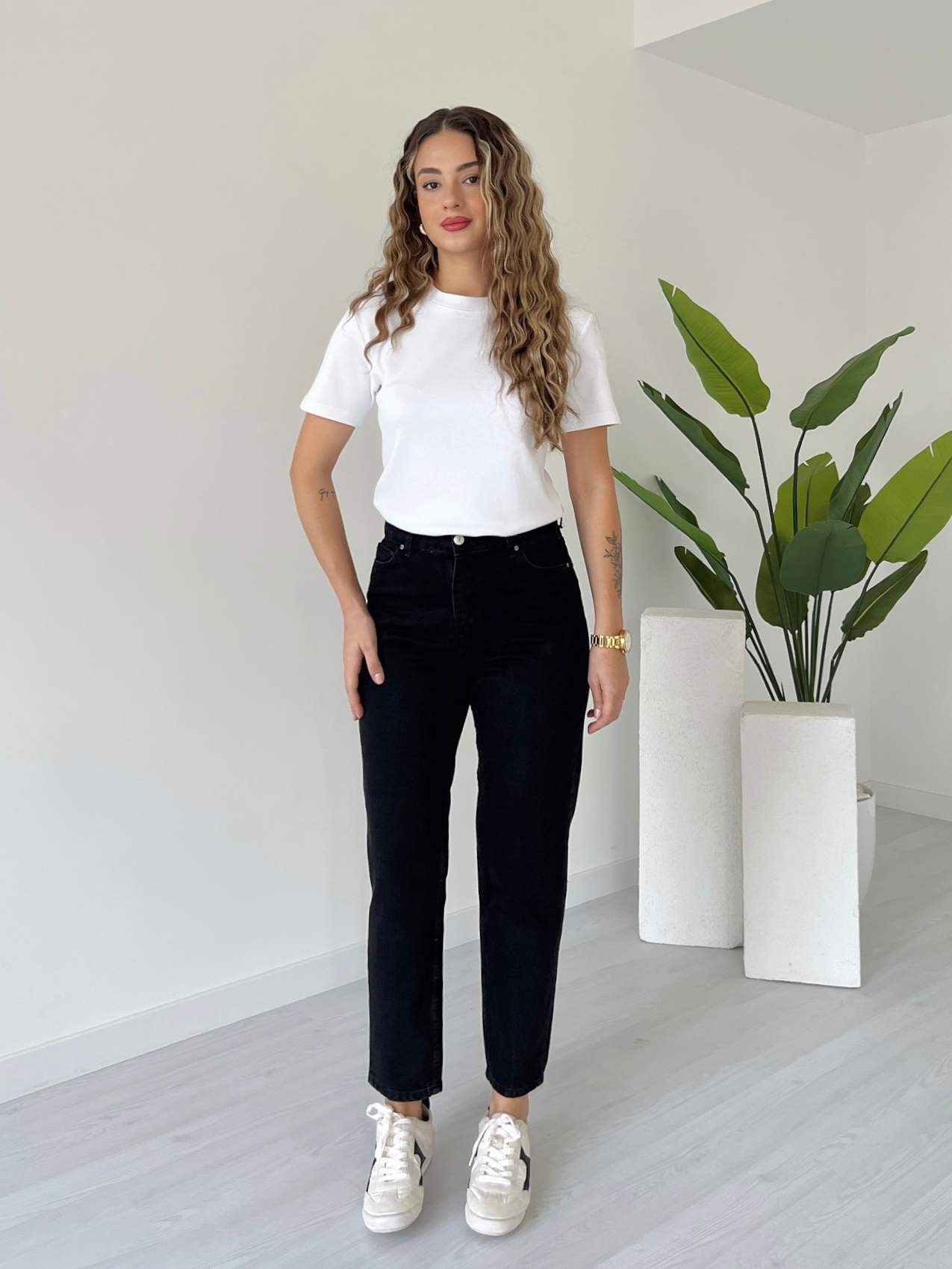 Yüksek Bel Mom Jean - Siyah