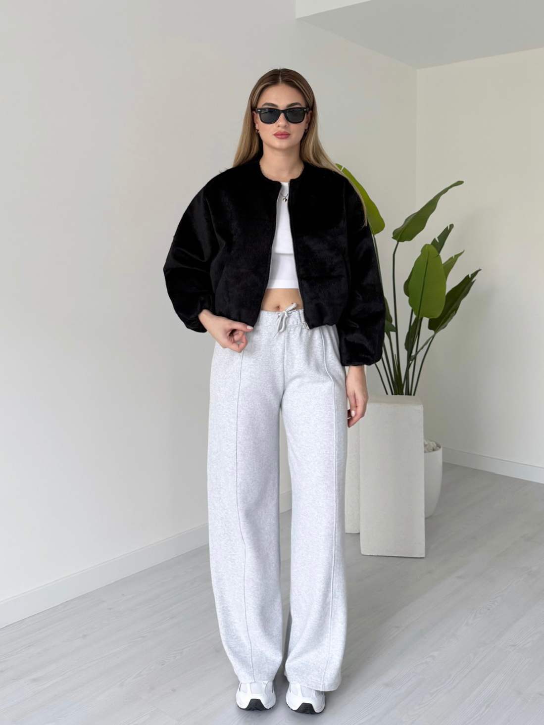 Tay Tüyü Kısa Bomber Mont