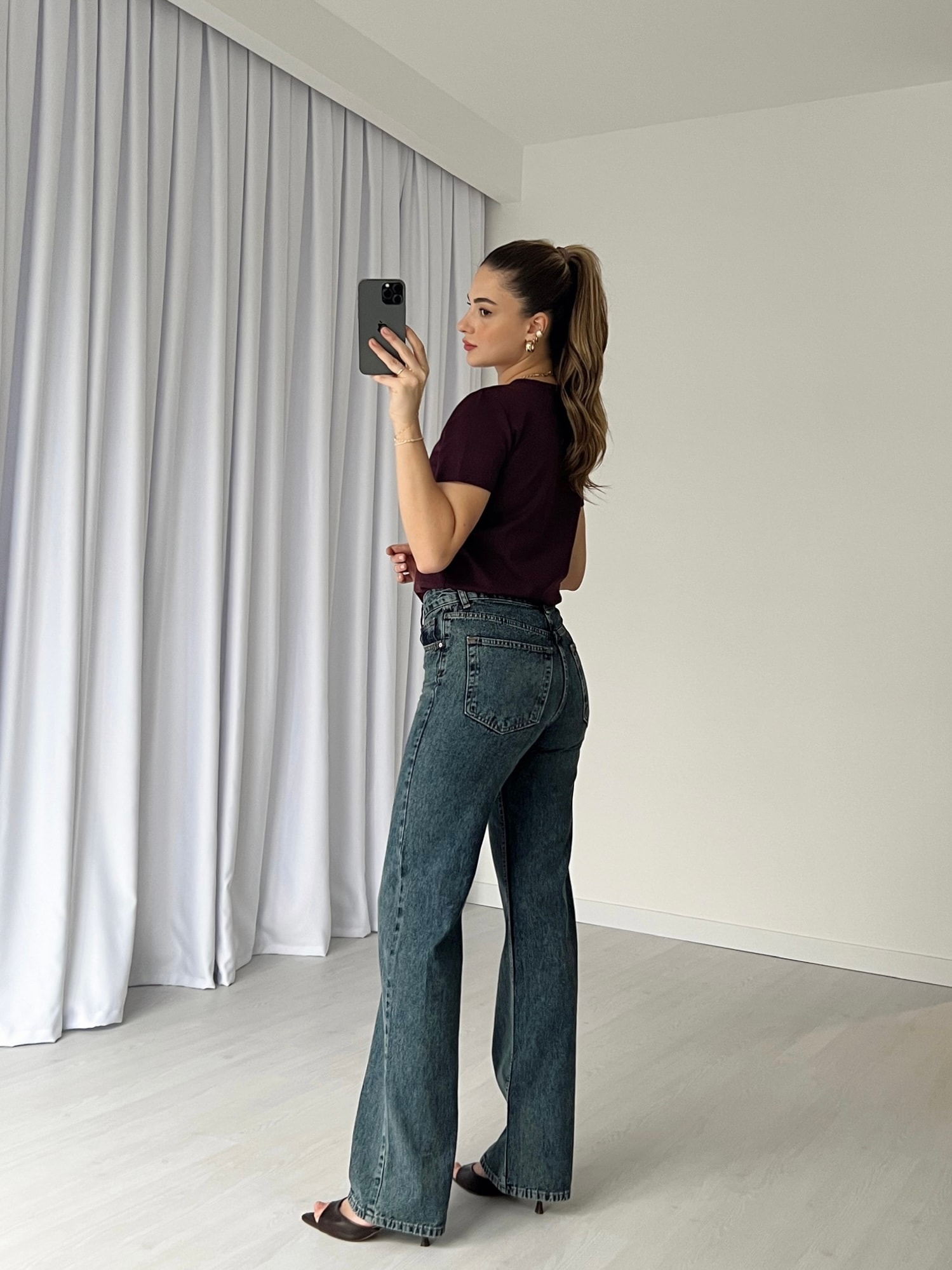 Yıkamalı Wide Leg Jean