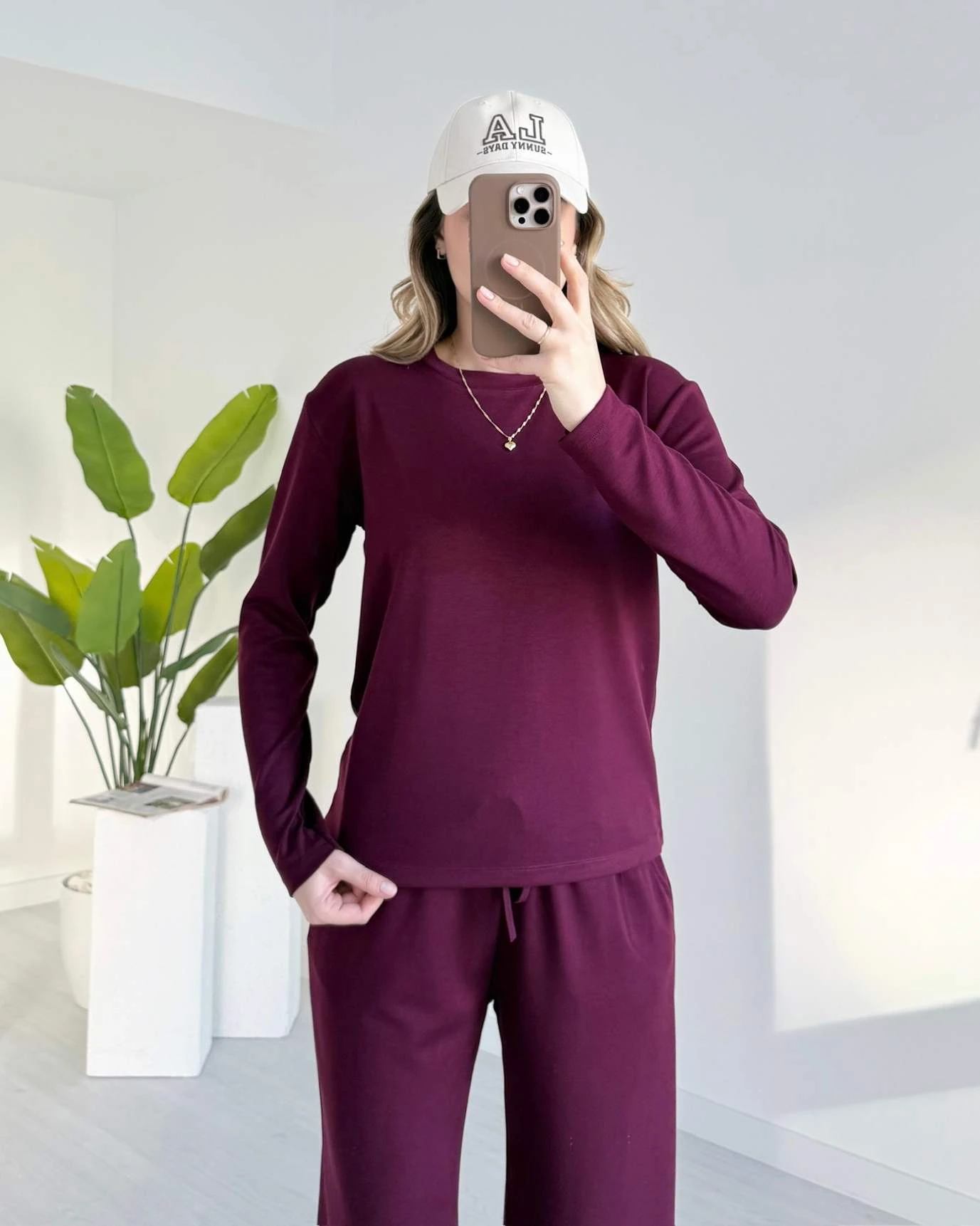 Bisiklet Yaka Basic Modal Takım - Bordo