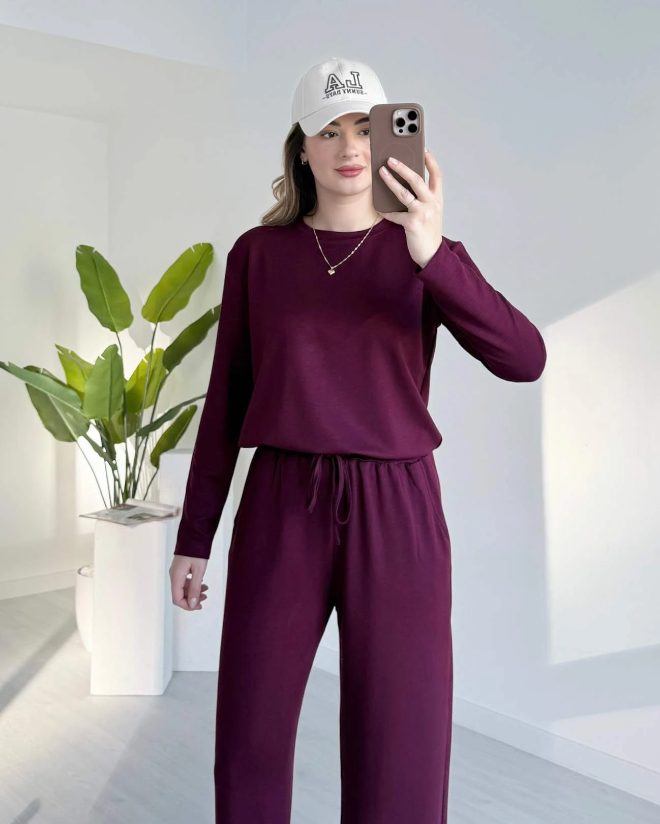 Bisiklet Yaka Basic Modal Takım - Bordo