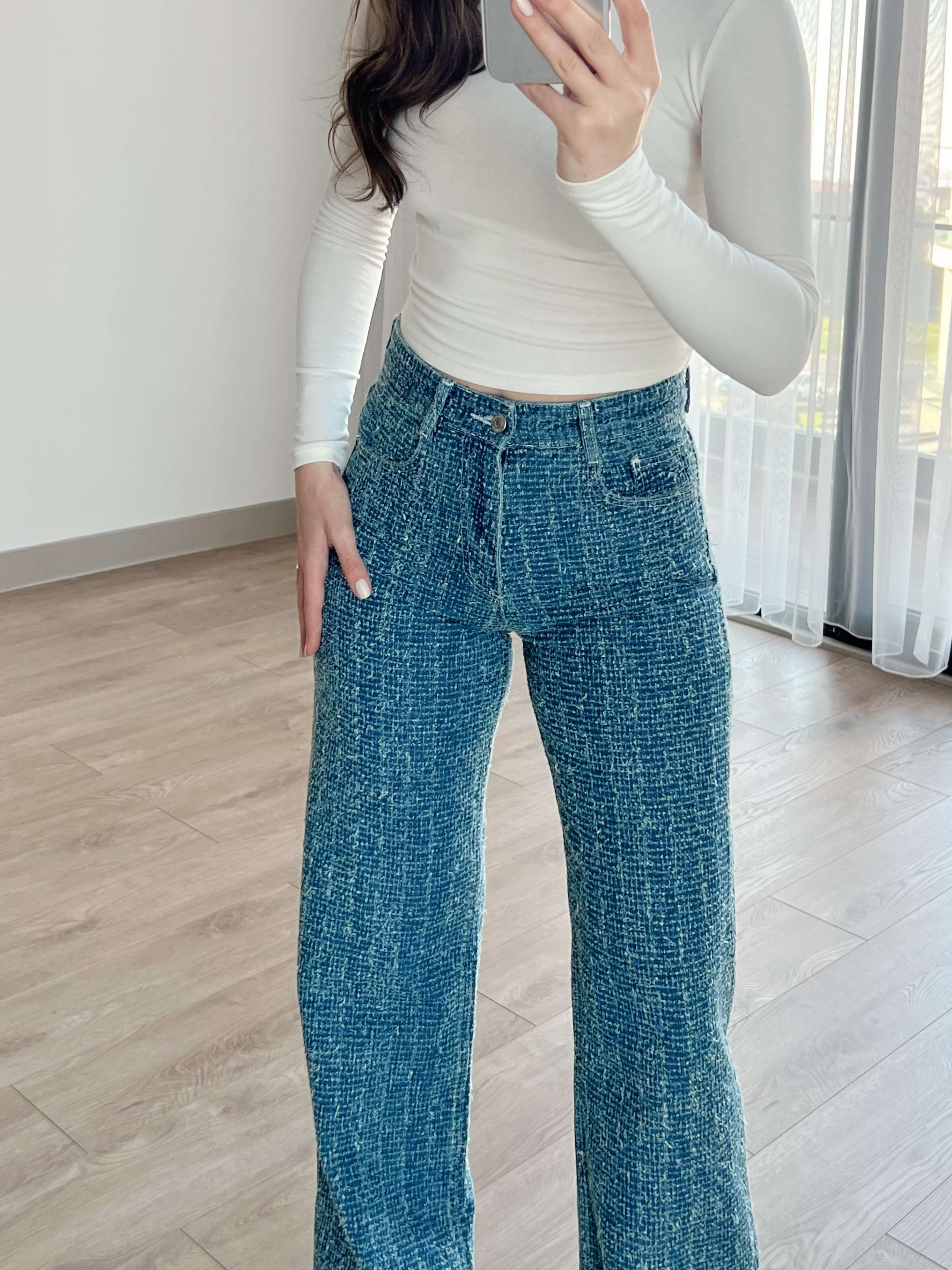 Punch Detaylı Wide Leg Jean