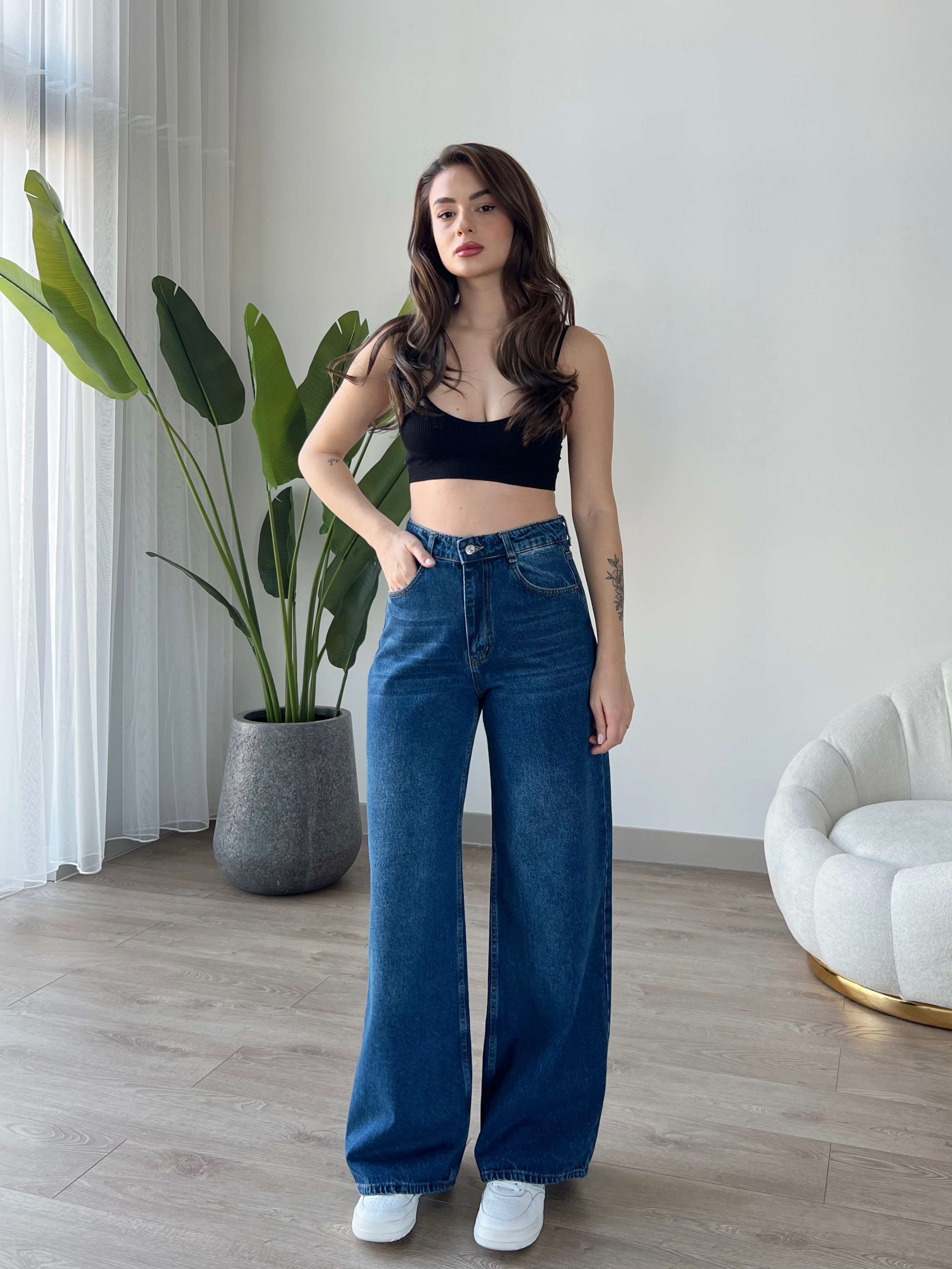 Koyu Mavi Baggy Jean