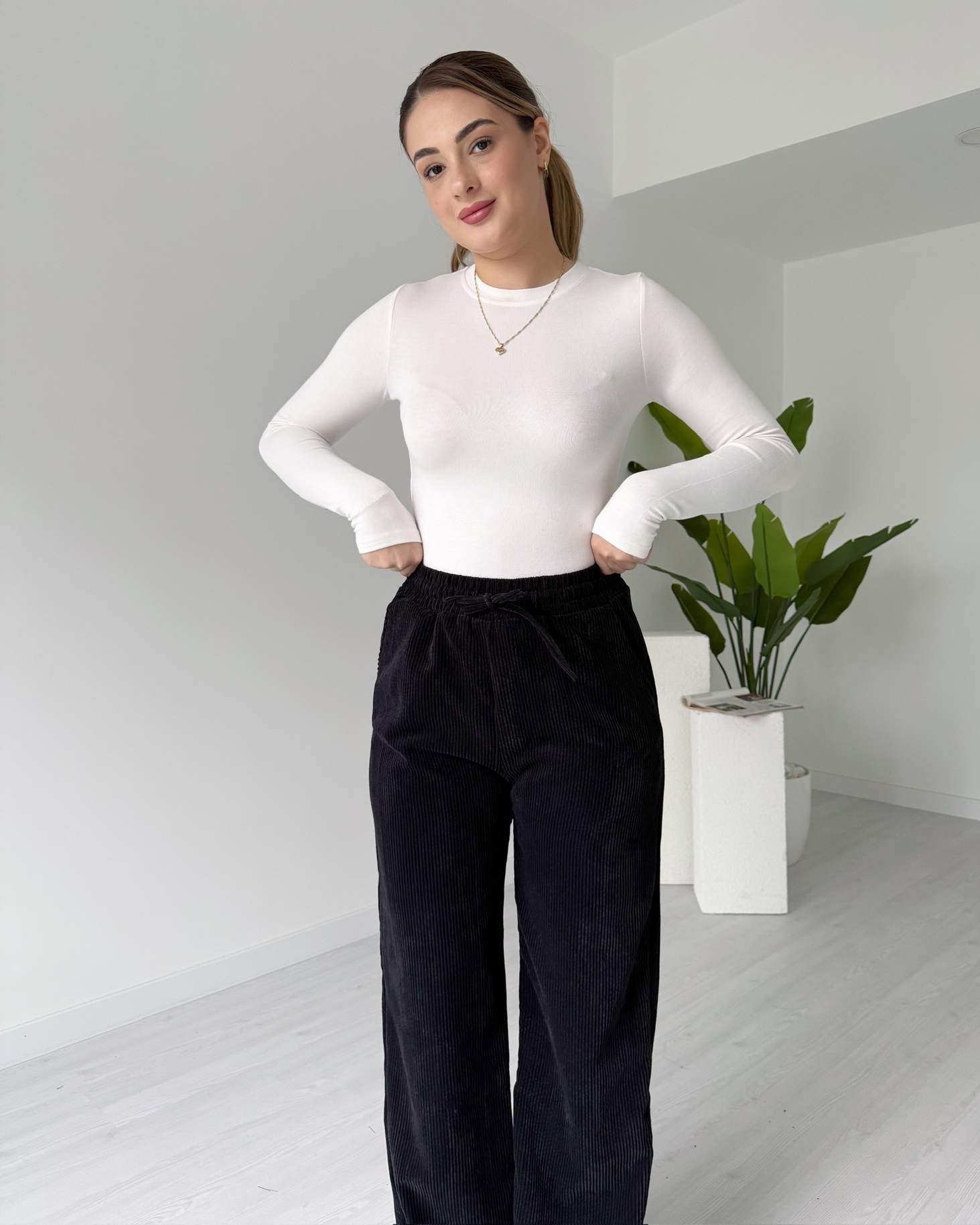 Fitilli Palazzo Kadife Pantolon