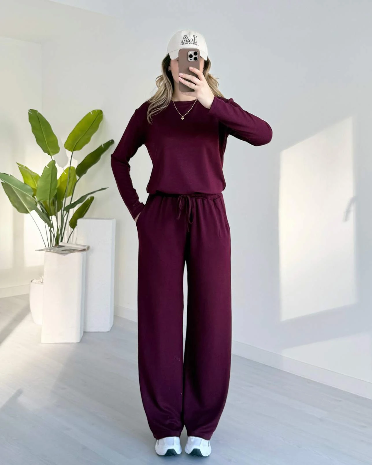 Bisiklet Yaka Basic Modal Takım - Bordo