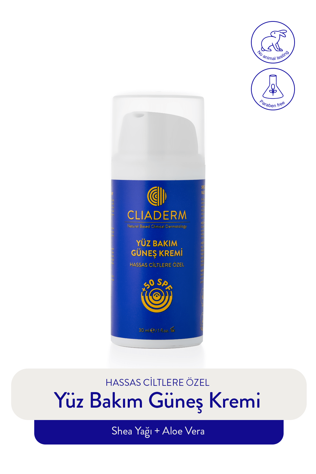 Yüz İçin Yüksek Korumalı Nemlendirici ve Leke Karşıtı Doğal Güneş Kremi SPF 50 30 ML