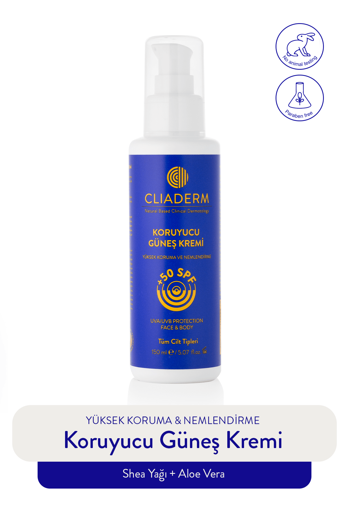 Yüz ve Vücut İçin Yüksek Korumalı Nemlendirici & Leke Karşıtı Doğal Güneş Kremi SPF 50+ 150 ML