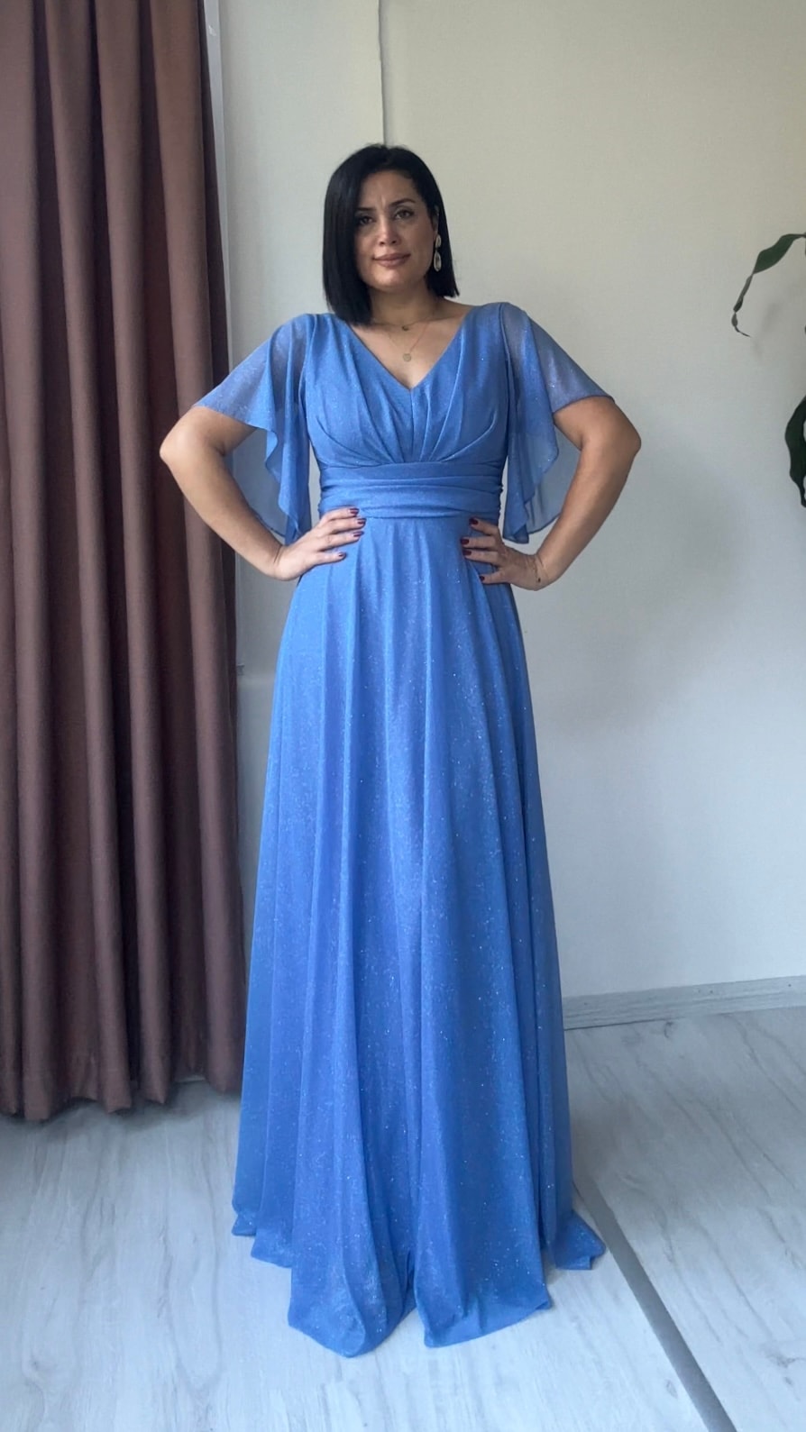 Ela Işıltılı Şifon Abiye