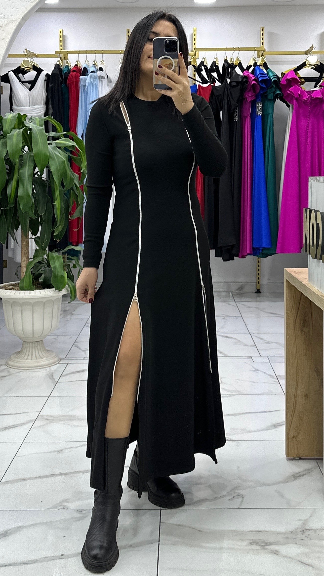 Arvid Fermuarlı Elbise - Siyah