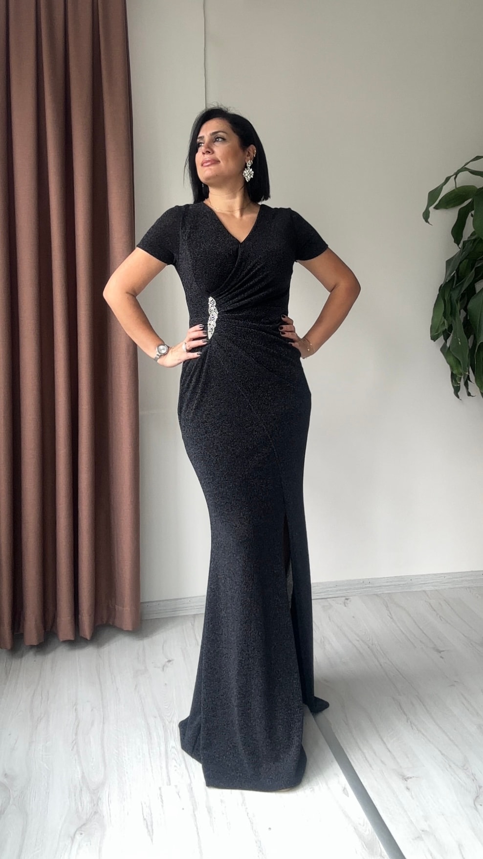 Simya Taş Detay Abiye - Siyah