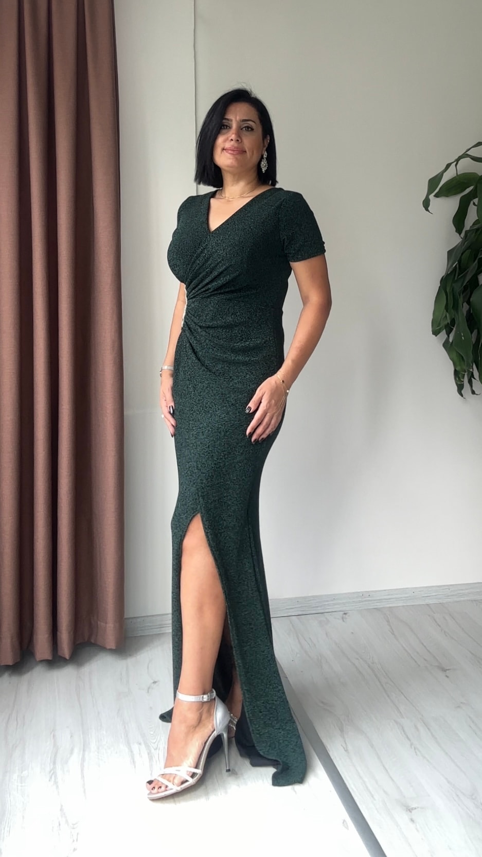 Simya Taş Detay Abiye - Yeşil