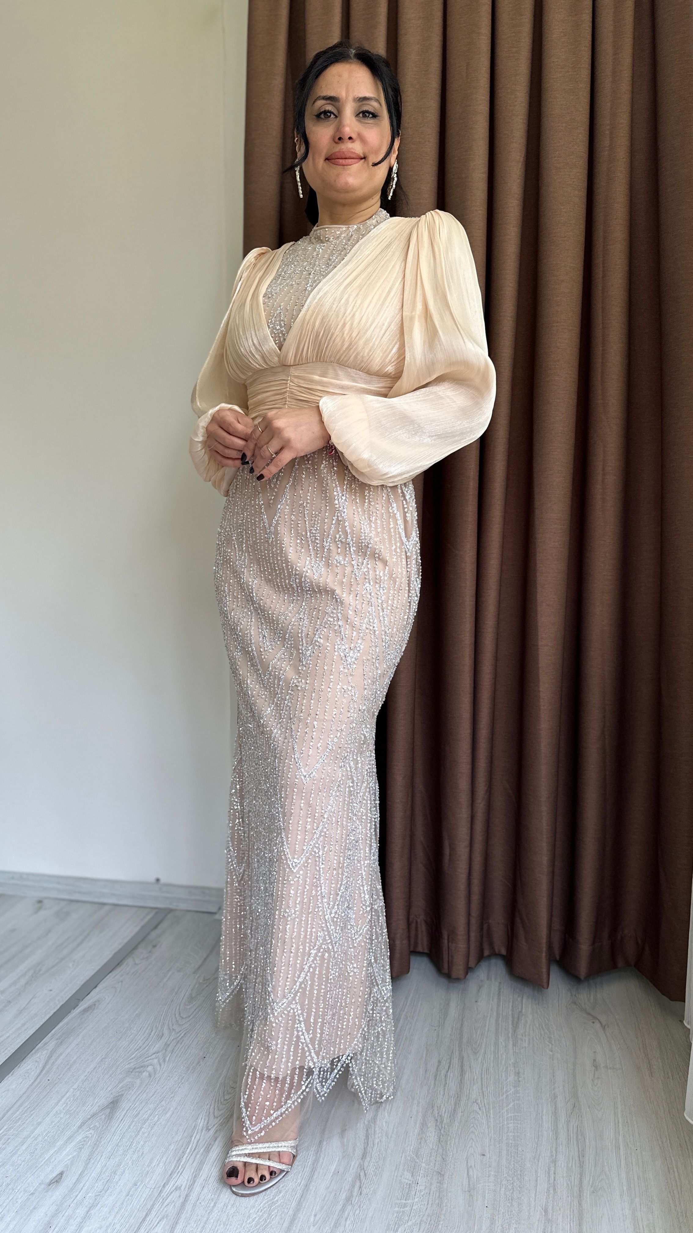 Sezin Taşlı Abiye - Bej