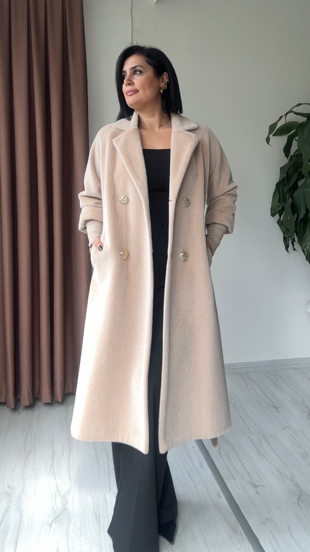 Urban Düğmeli Kaban - Bej
