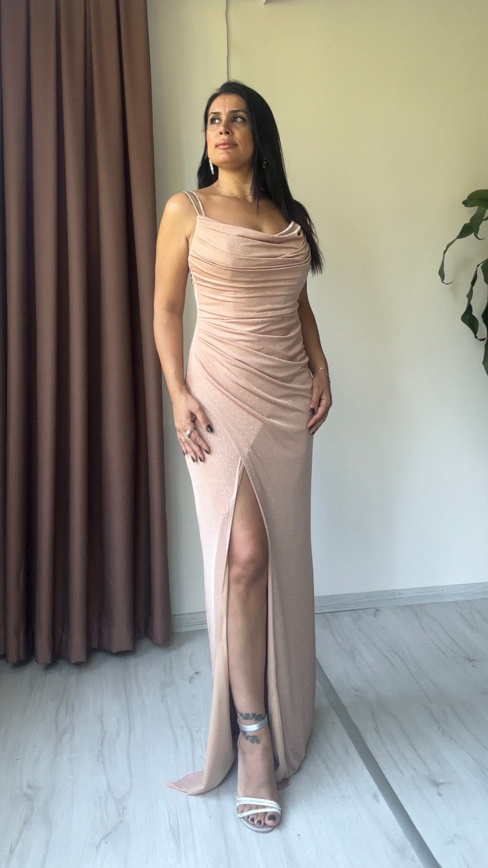 Siena Işıltılı Tasarım Abiye - Nude