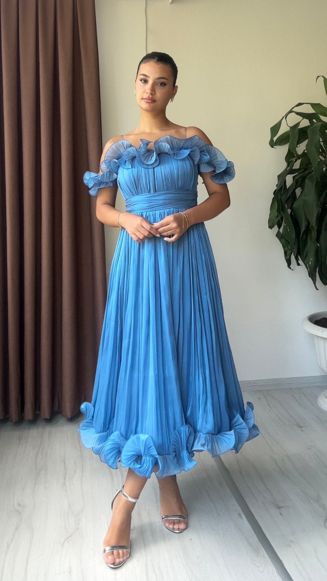 Yeşim Midi Abiye - indigo