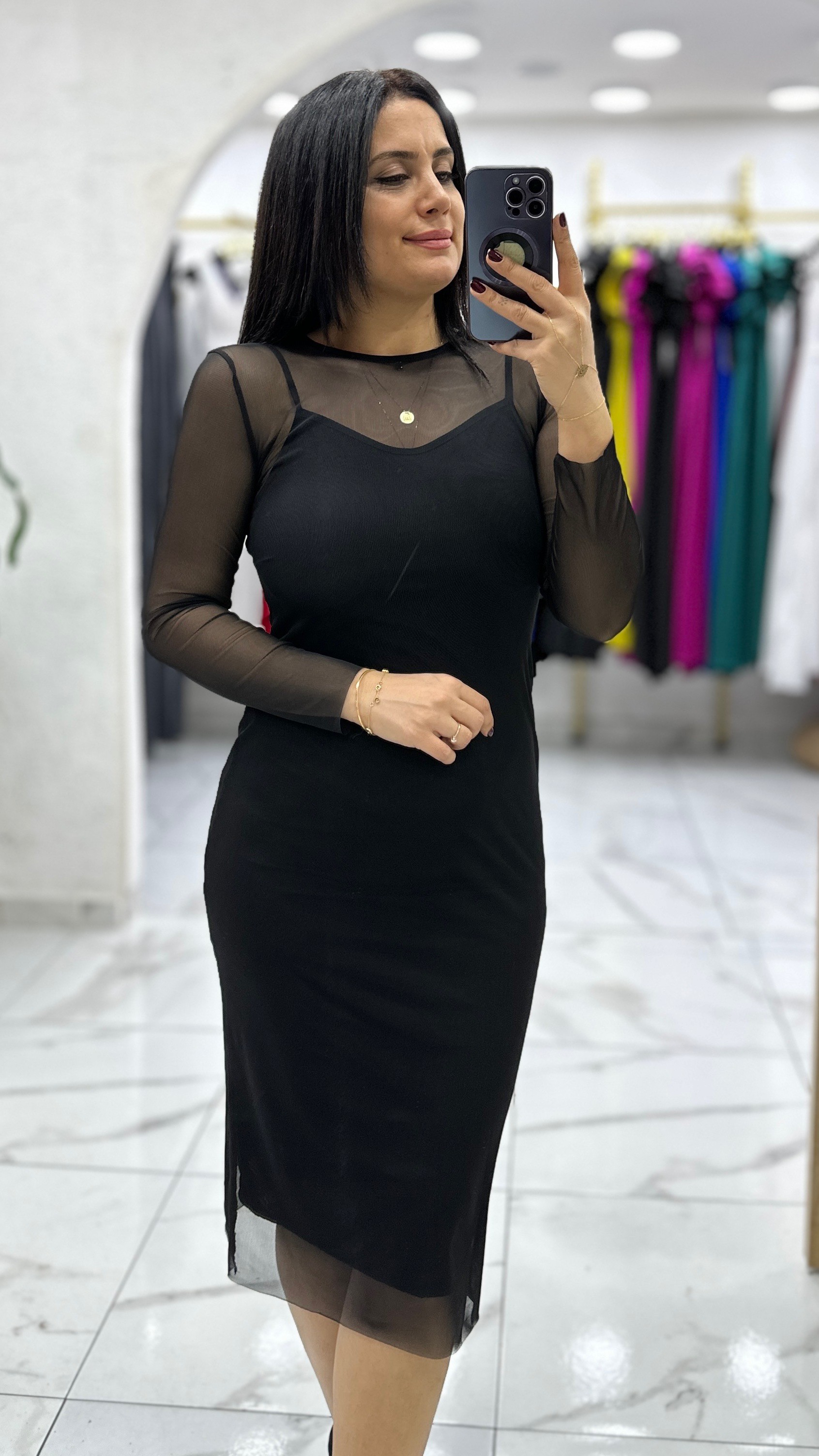 Mirza Tül Elbise - Siyah