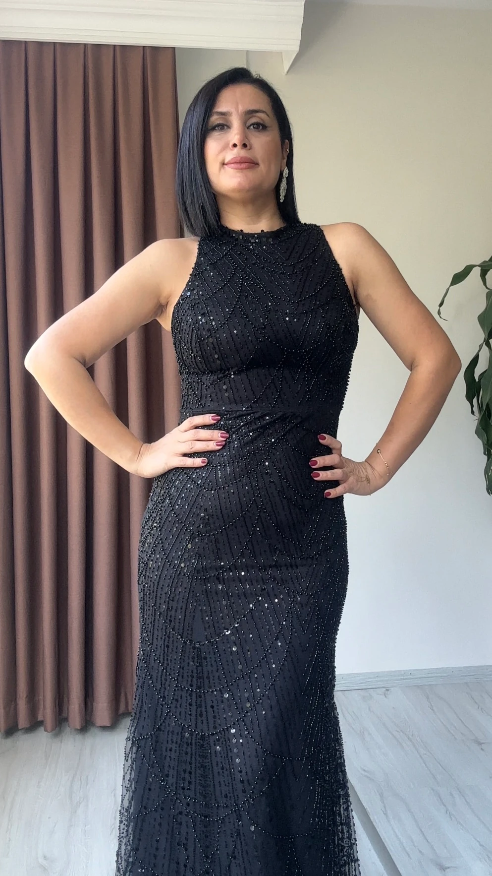 Elif Taş İşlemeli Abiye - Siyah