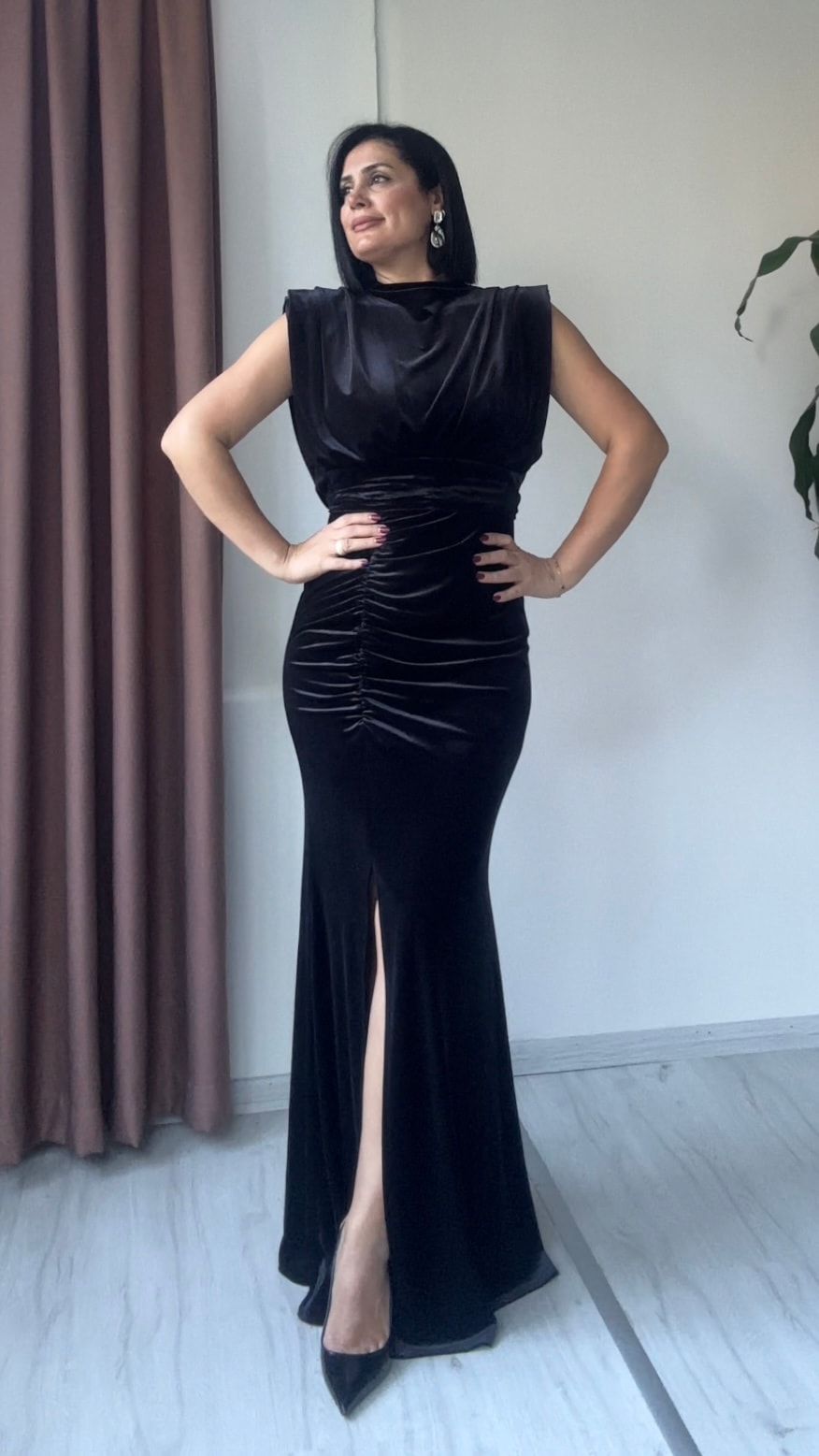 Candy Kadife Abiye - Siyah