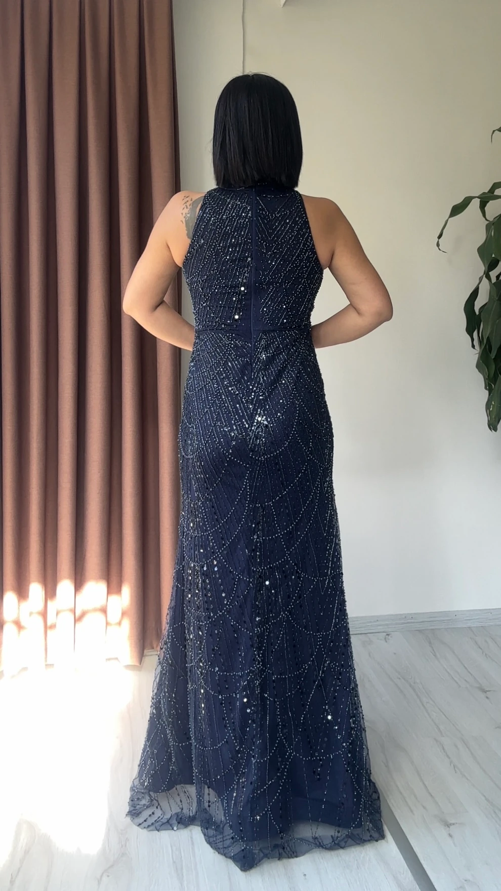 Elif Taş İşlemeli Abiye - Lacivert