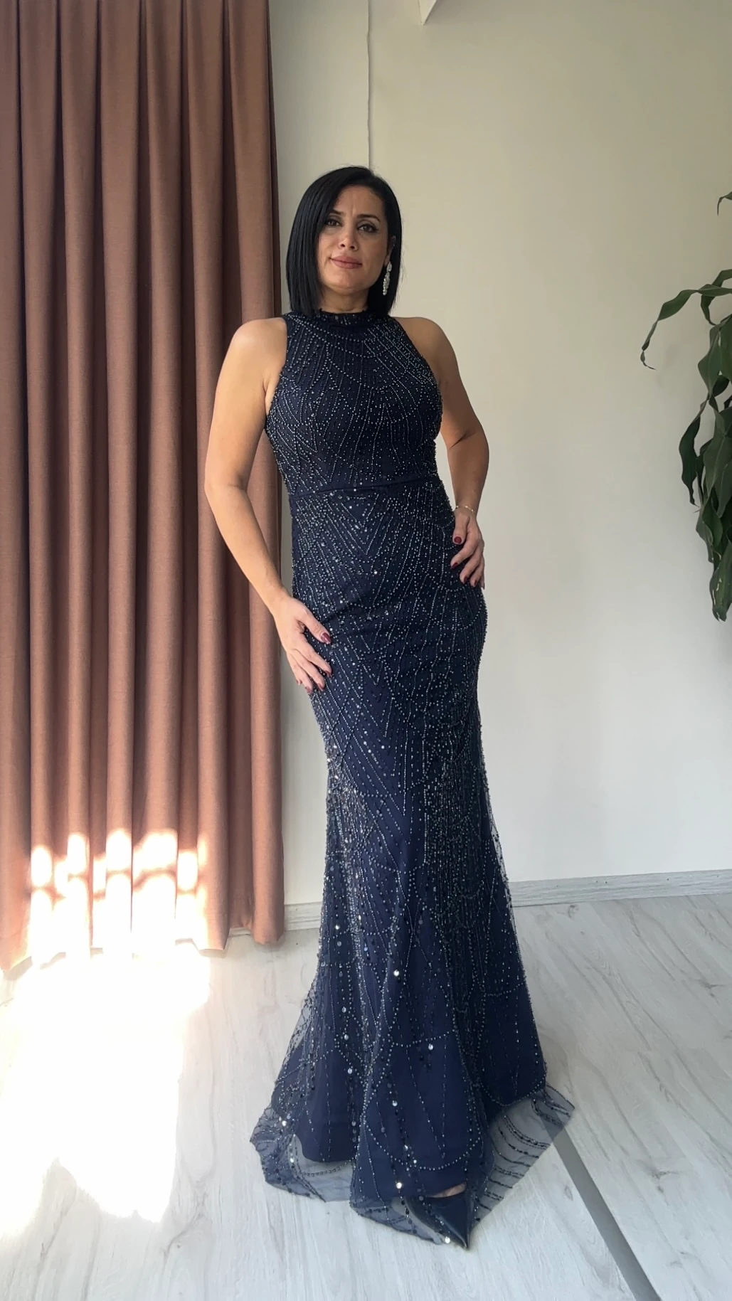 Elif Taş İşlemeli Abiye - Lacivert