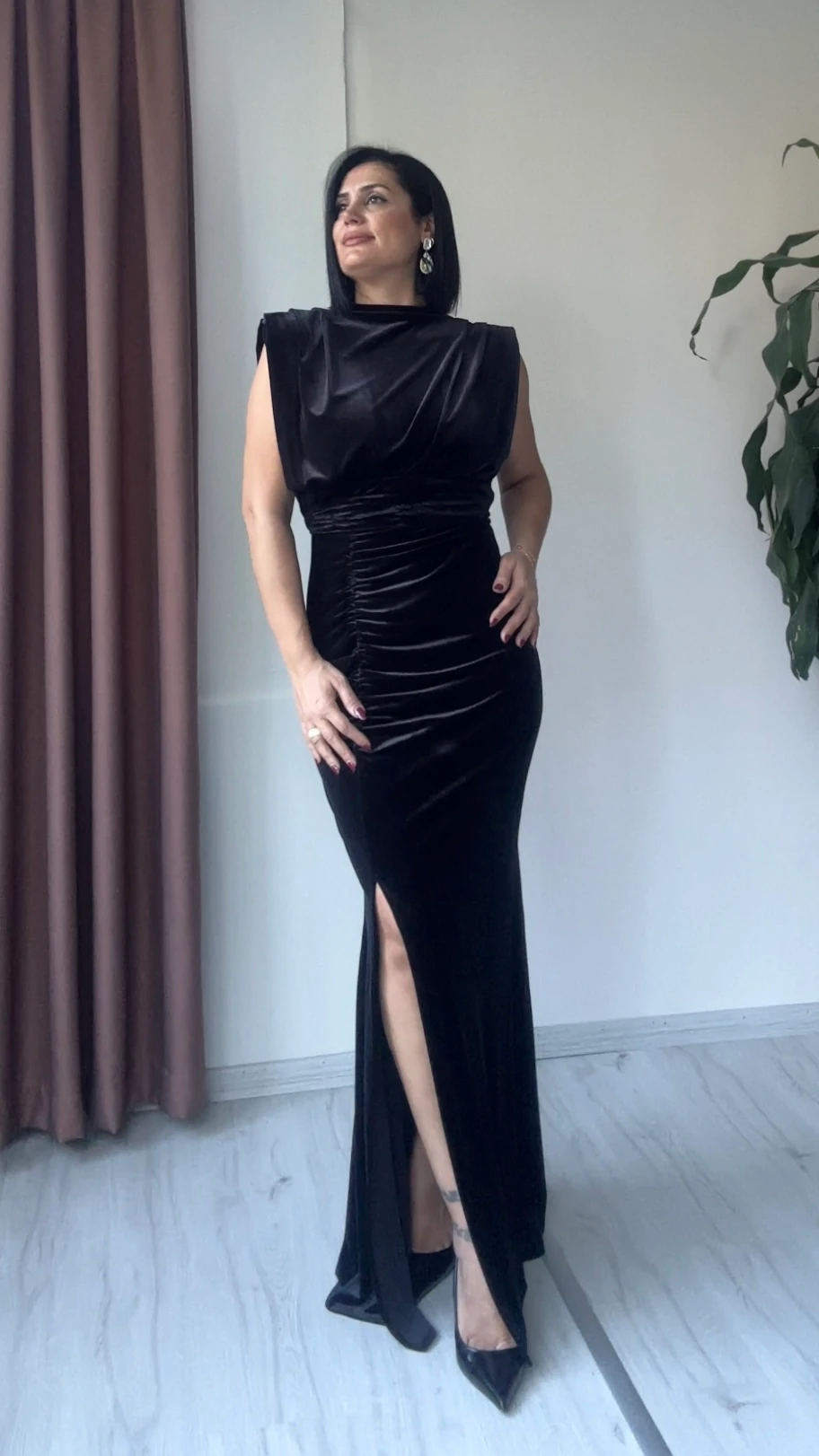 Candy Kadife Abiye - Siyah