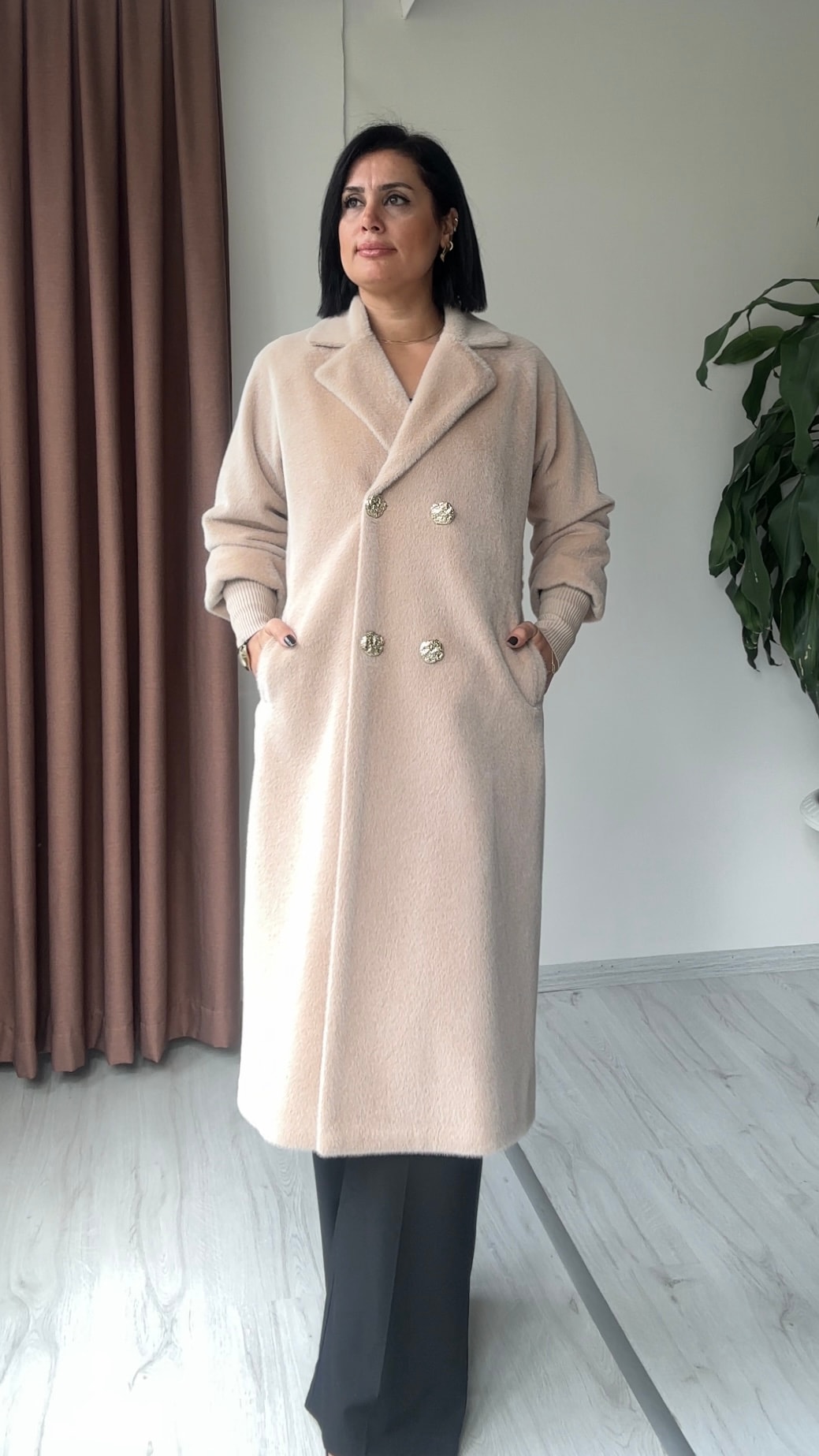 Urban Düğmeli Kaban - Bej