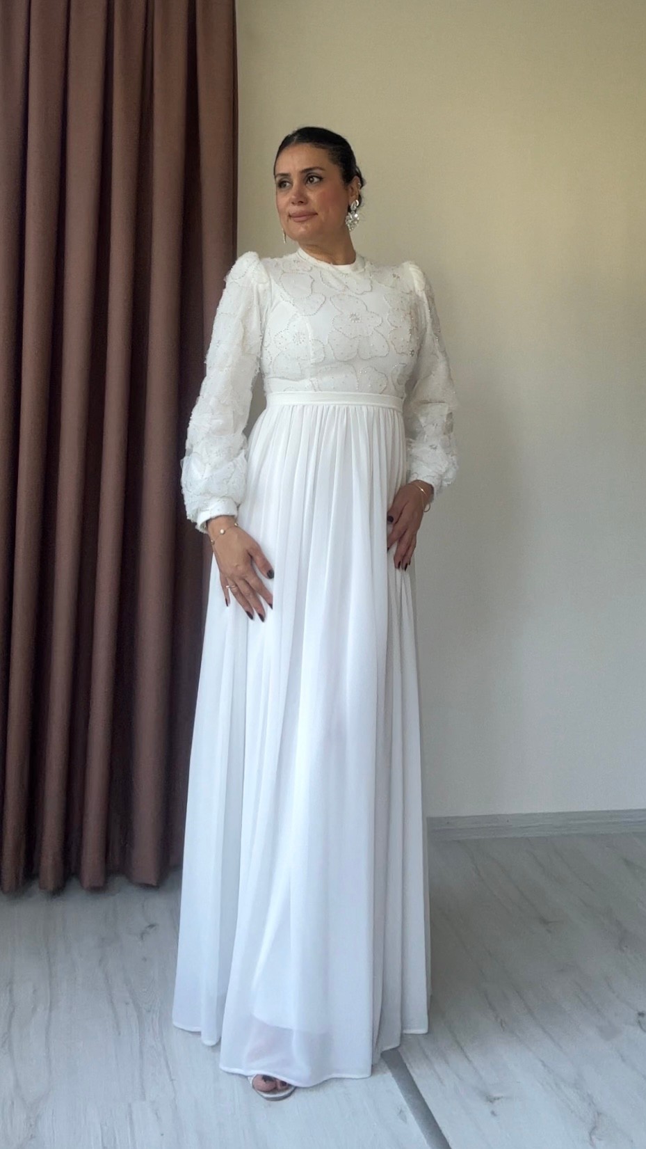 Luna Şifon Abiye - Beyaz