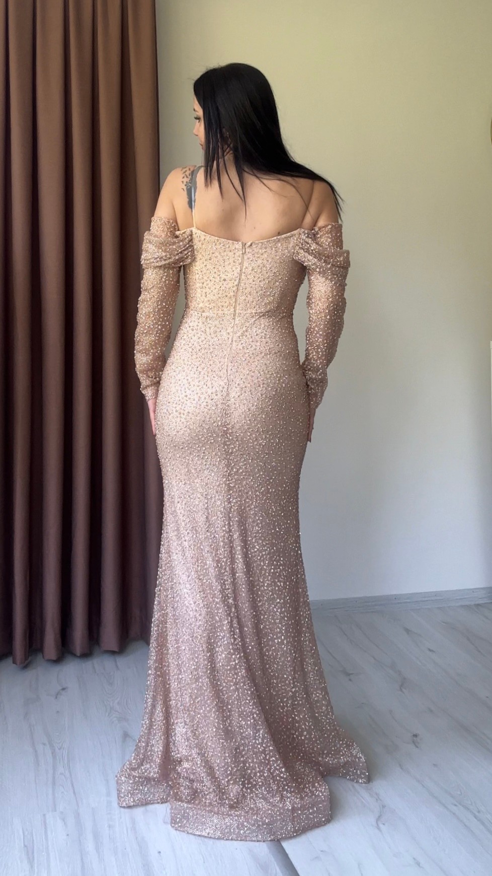 Monica Taşlı Tasarım Abiye - Gold