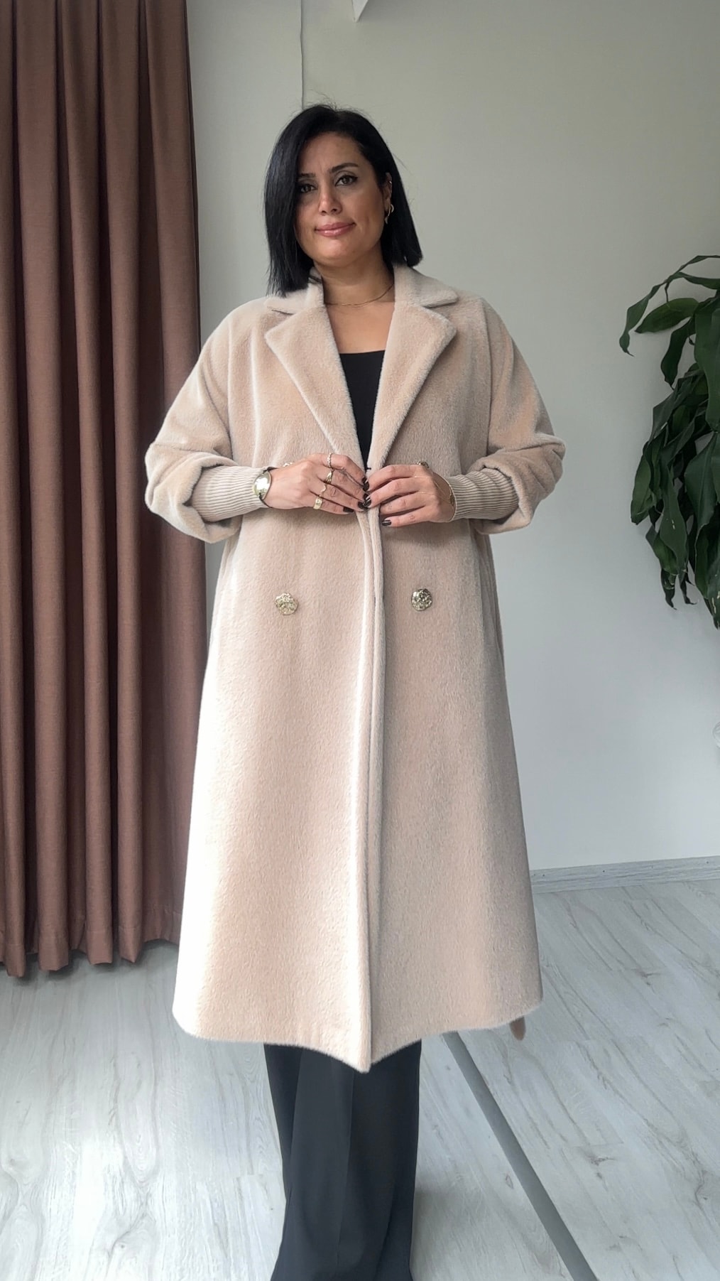 Urban Düğmeli Kaban - Bej