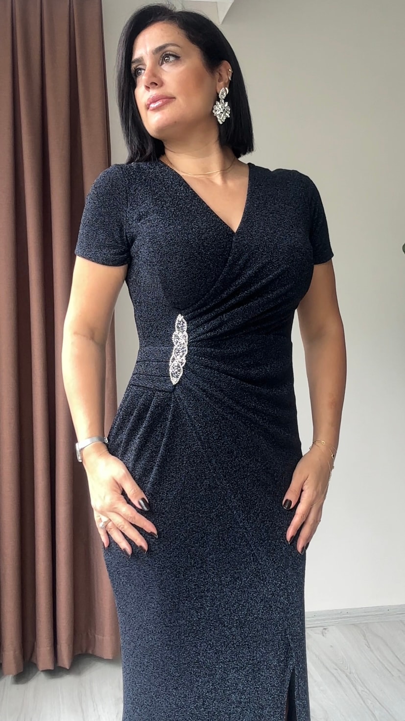 Simya Taş Detay Abiye - Lacivert