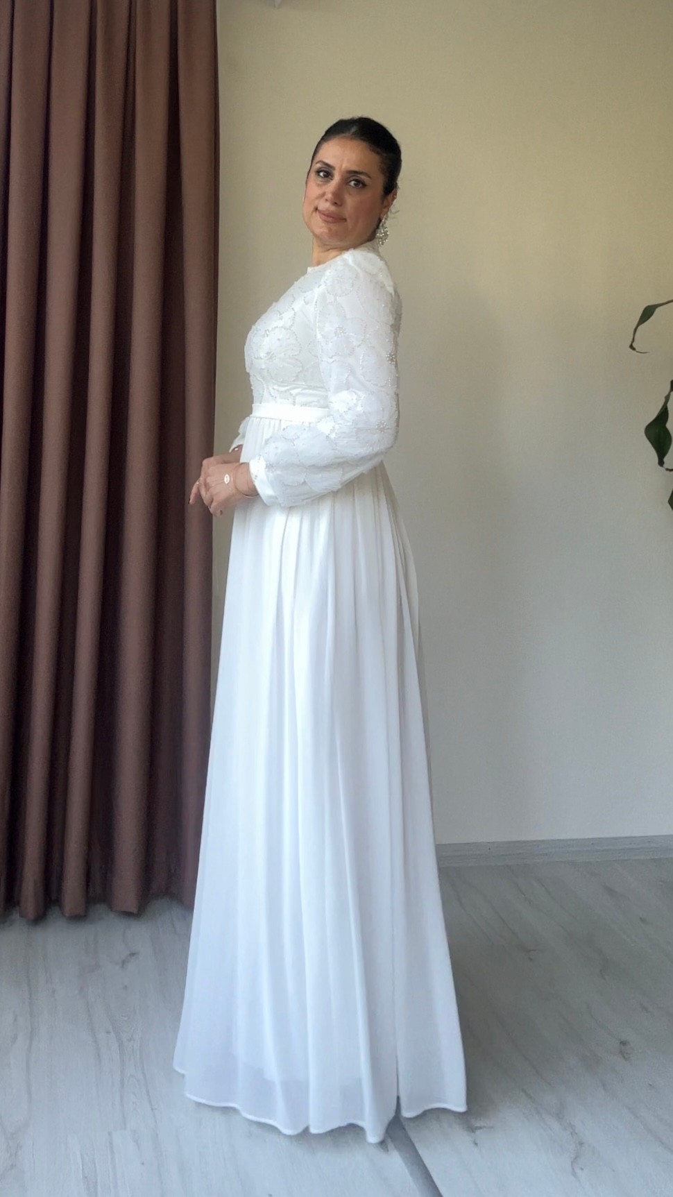 Luna Şifon Abiye - Beyaz