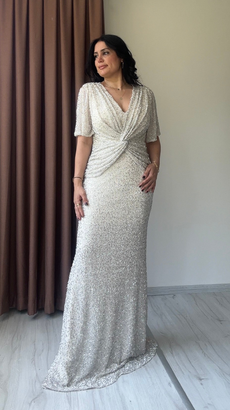Melis İşlemeli Tasarım Abiye - Bej