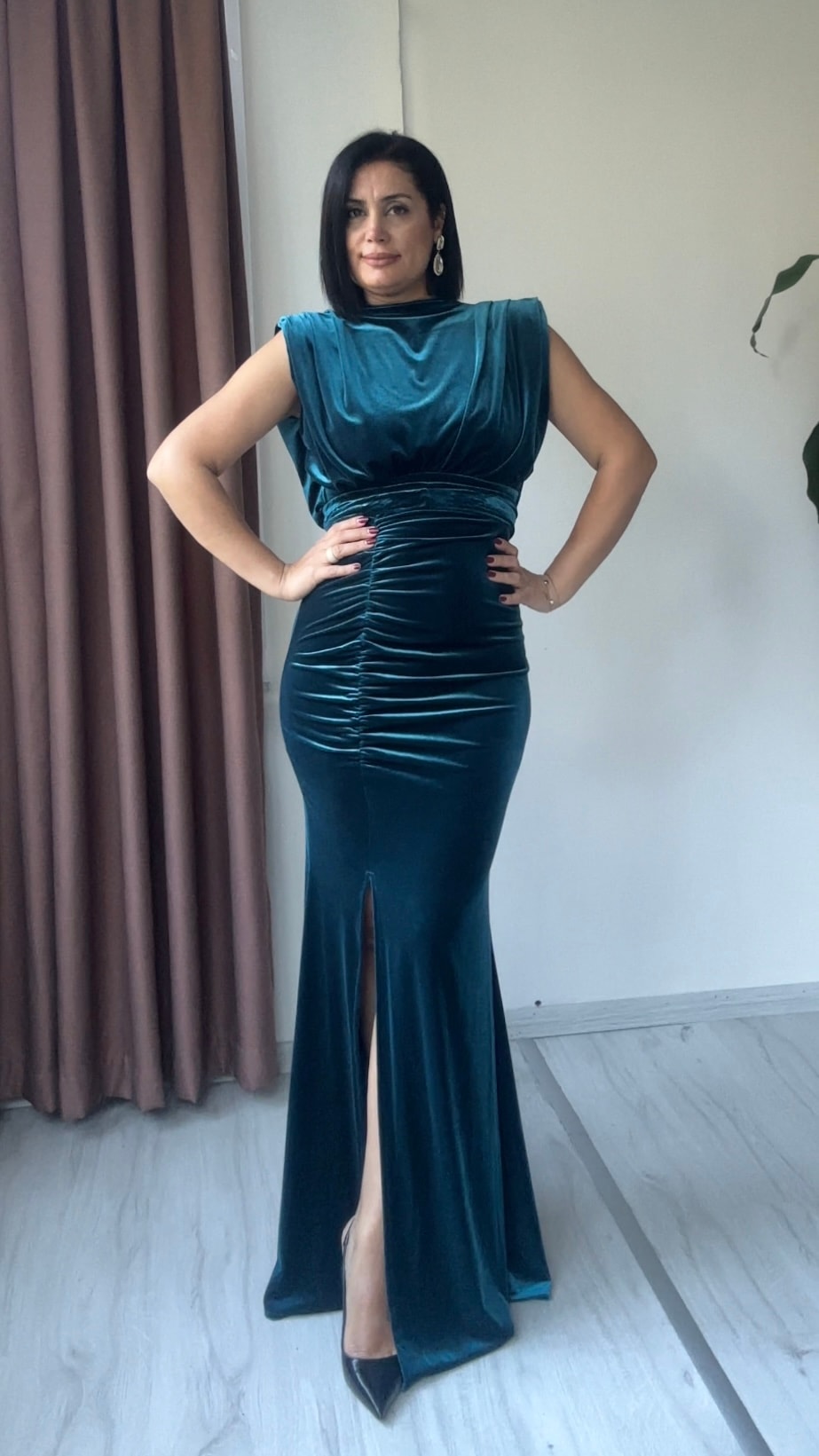 Candy Kadife Abiye - Zümrüt