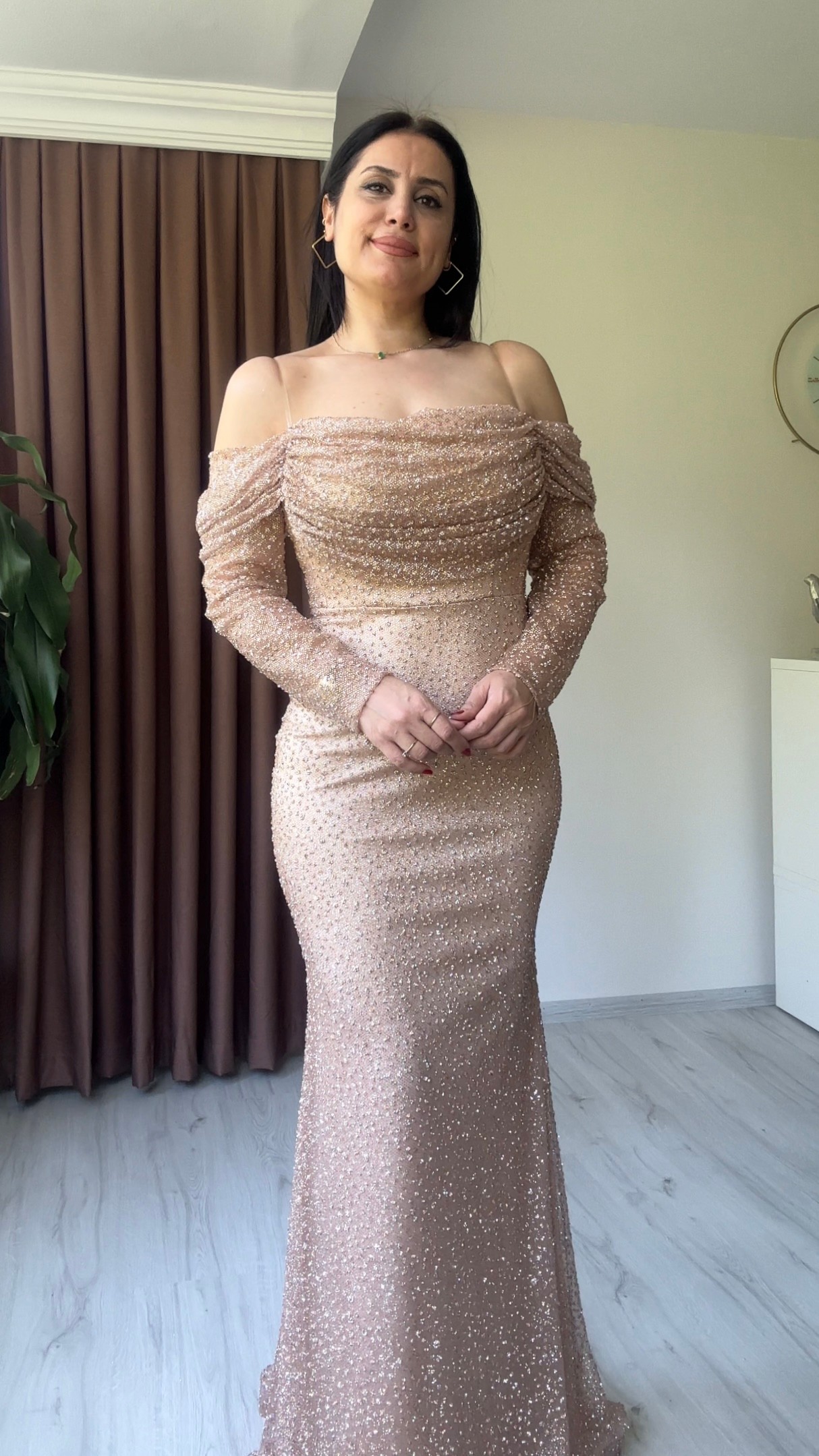 Monica Taşlı Tasarım Abiye - Gold